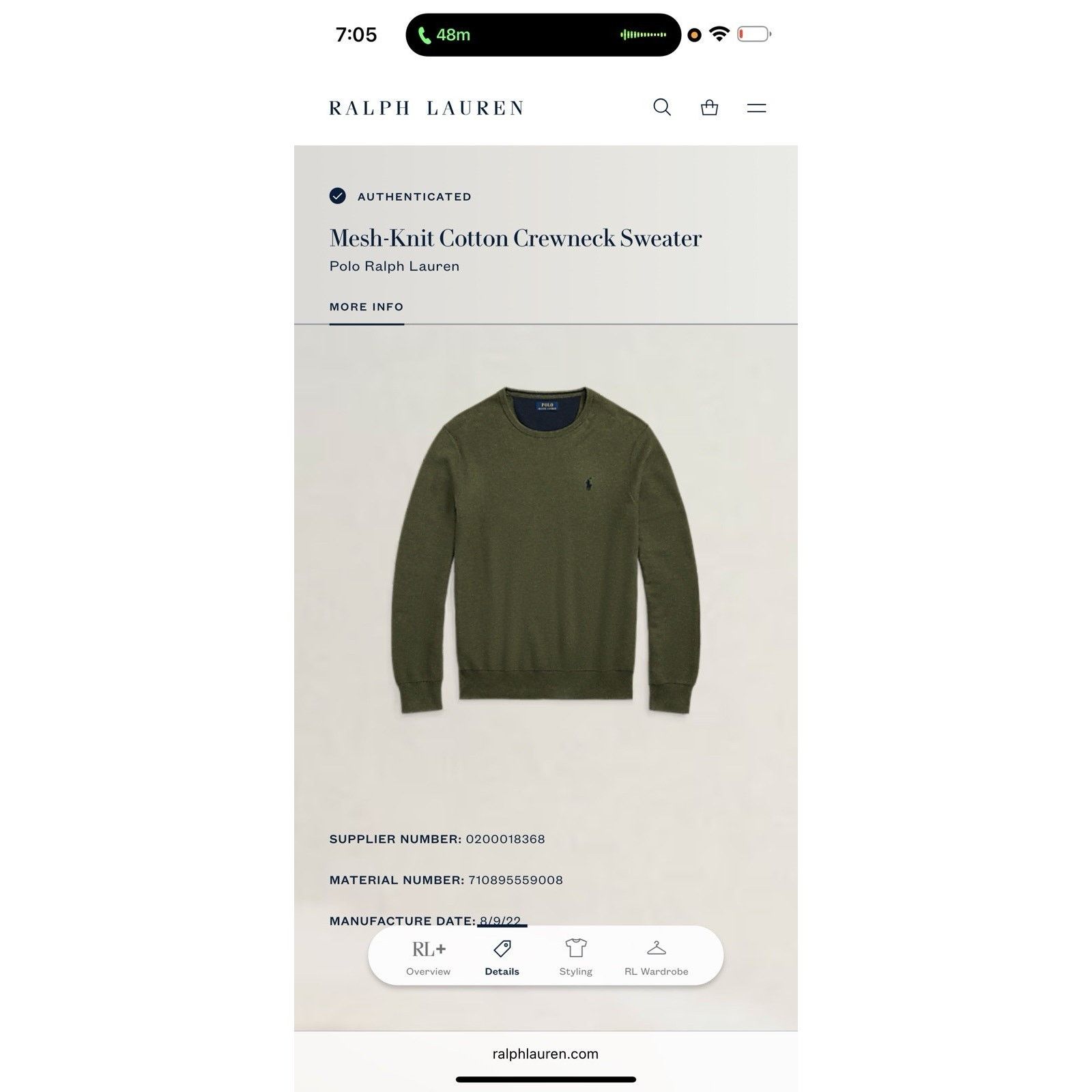 Ralph Lauren 2022Polo R.L Mesh-Knit Cotton Crewneck Sweater Mens Size M Size US M / EU 48-50 / 2 - 10 Thumbnail