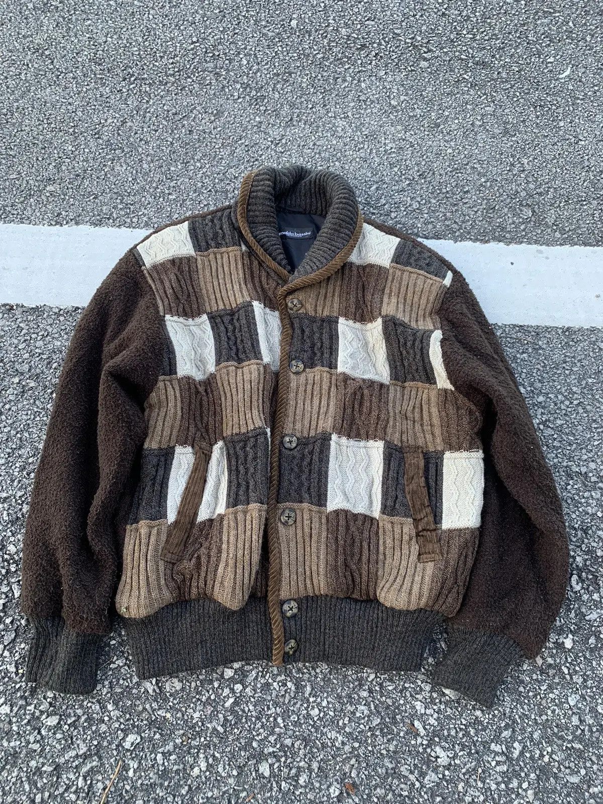 Vintage Arnold bassini Italian vintage knit cardigan. Size US L / EU 52-54 / 3 - 1 Thumbnail