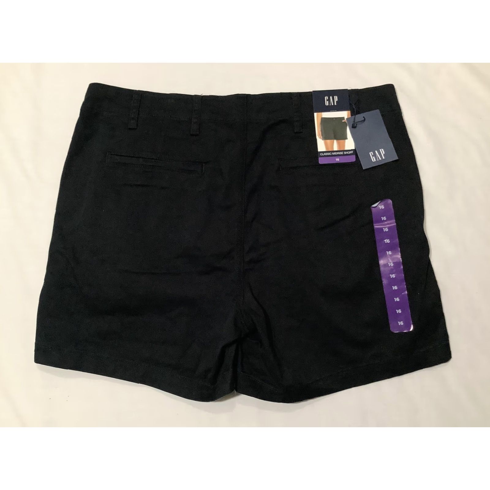 Gap GAP Shorts Womens 16 True Black Classic Midrise Short Stretch Cotton Chino NWT Size 38" / US 16 / IT 52 - 4 Thumbnail