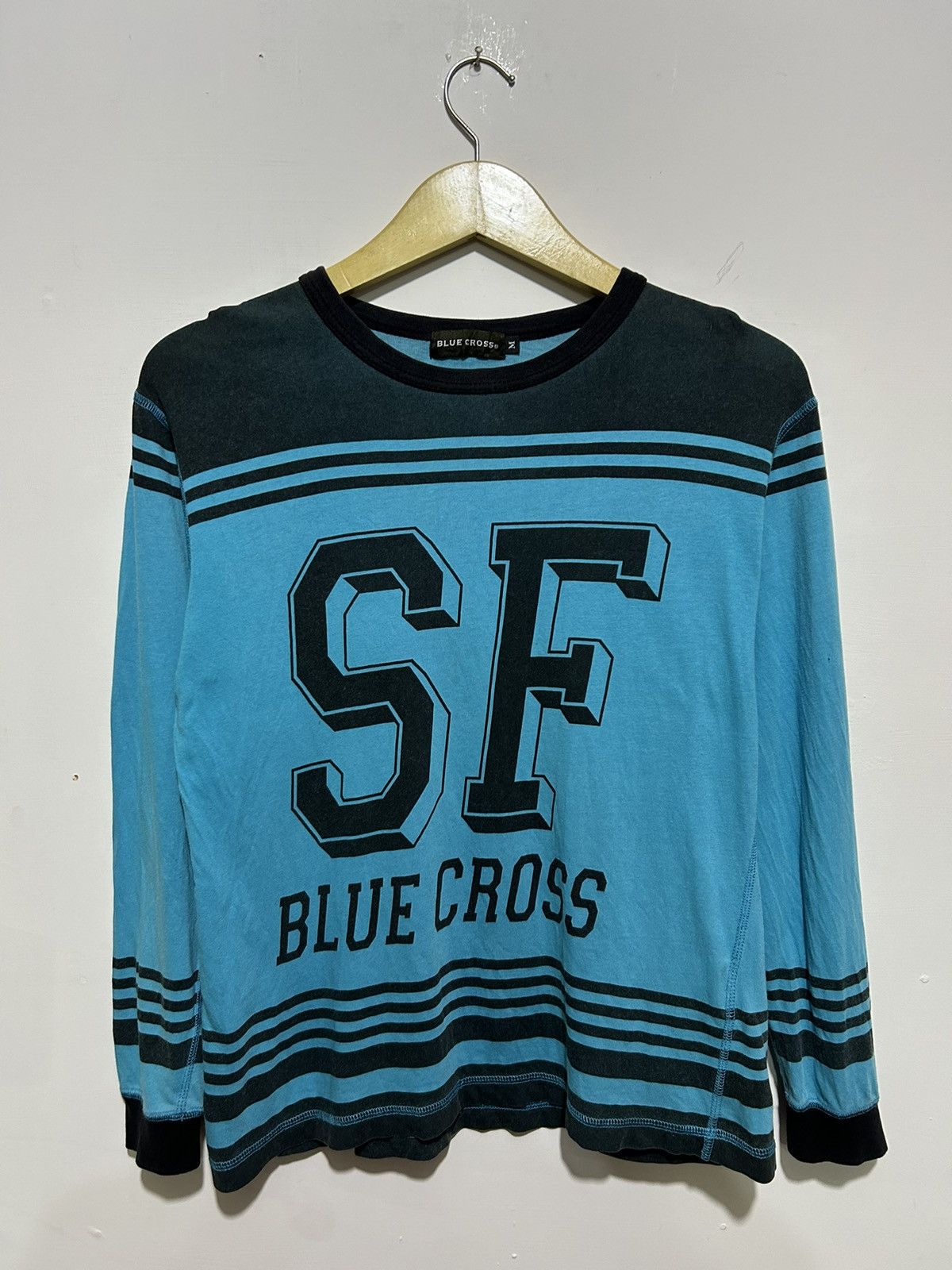 image of Blue Cross Sf Logo Striped Long Sleeve, Men's (Size Medium)