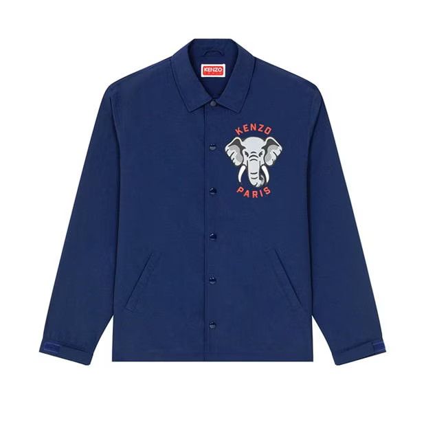 image of Kenzo O1G2R1Mq0424 Elephant Coach Jackets In Blue, Men's (Size 2XL)