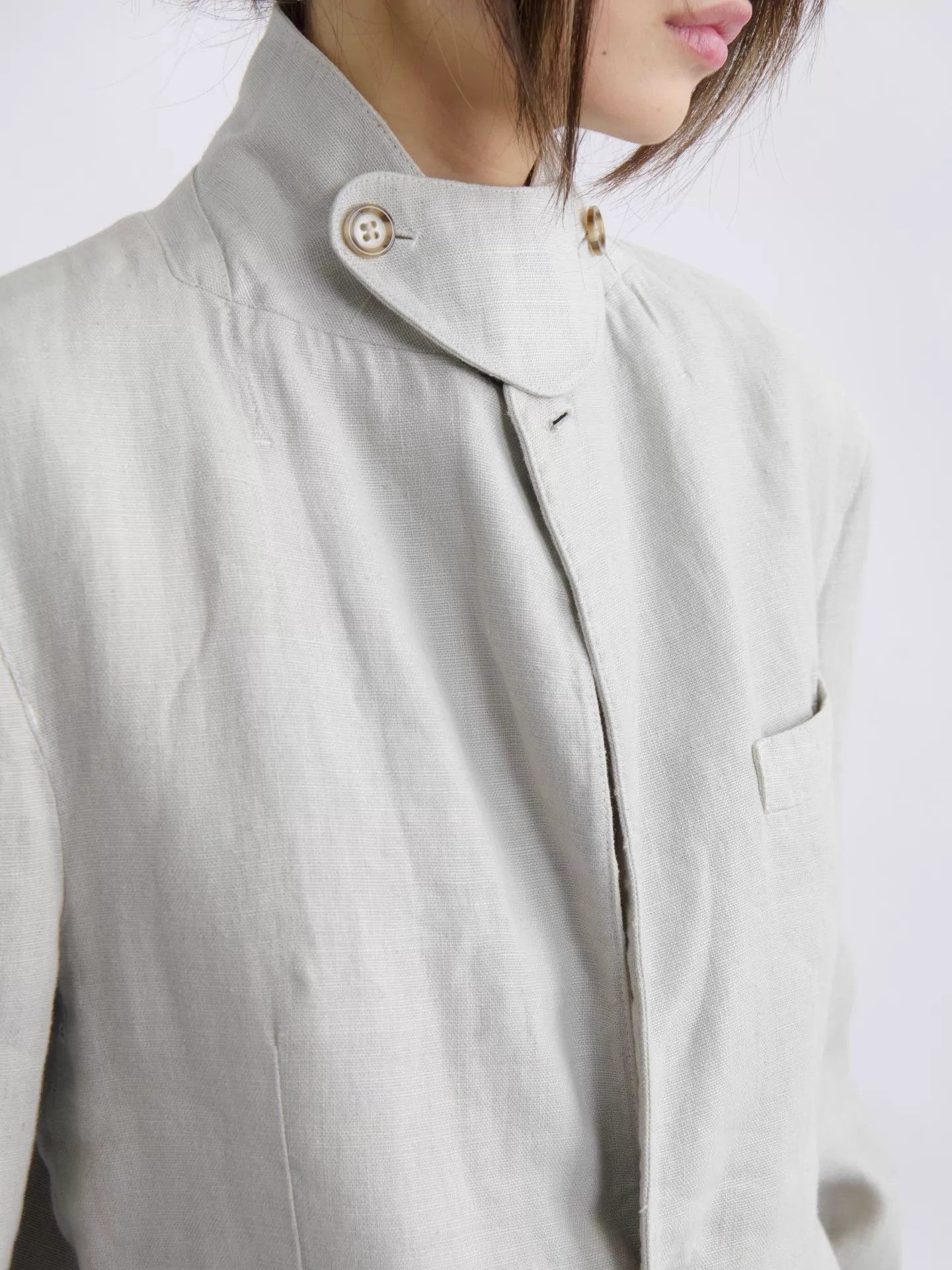 Prada PRADA 2000s Rare Convertible Collar Linen Beige Blazer 46 Size 46R - 7 Thumbnail