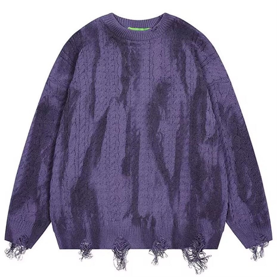Japanese Brand × Vintage Grunge Frayed Pullover Retro Hole Sweater Size US XL / EU 56 / 4 - 1 Thumbnail