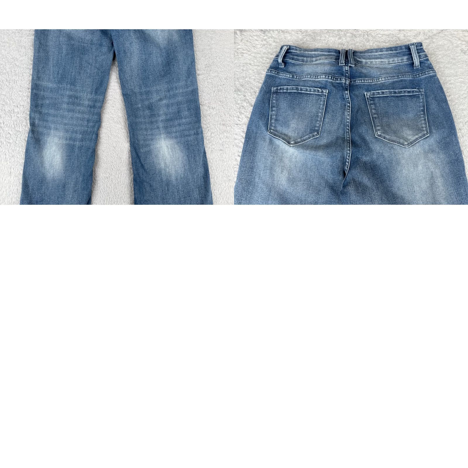 Vintage Womens Jeans Blue Denim Wide Leg Flared Distressed Mid Rise 27x28 Cotton Blend 6 Regular 5-Pocket Design Jeans Size 28" / US 6 / IT 42 - 10 Thumbnail