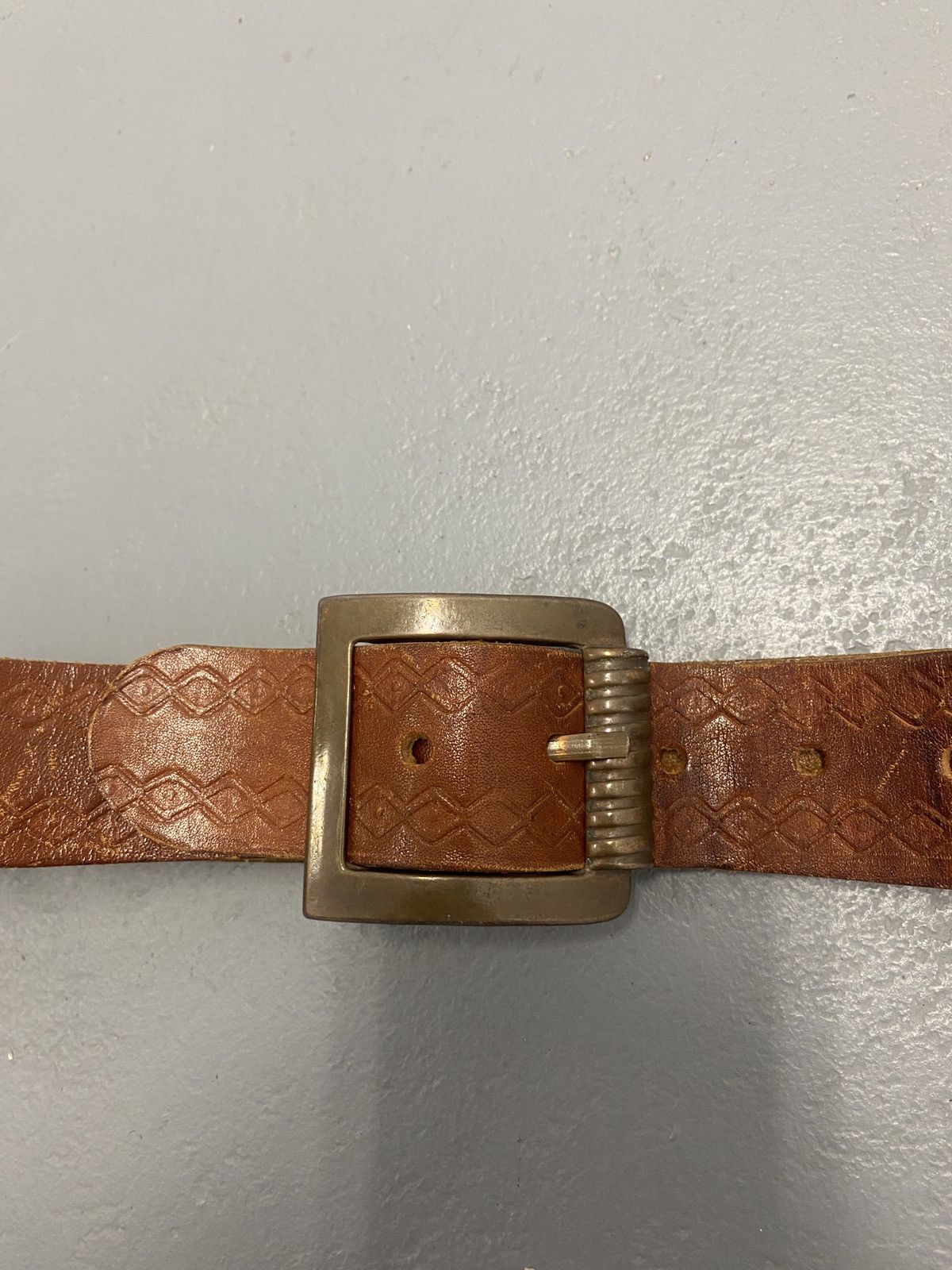 Vintage Vintage genuine brown leather belt Size ONE SIZE - 2 Thumbnail