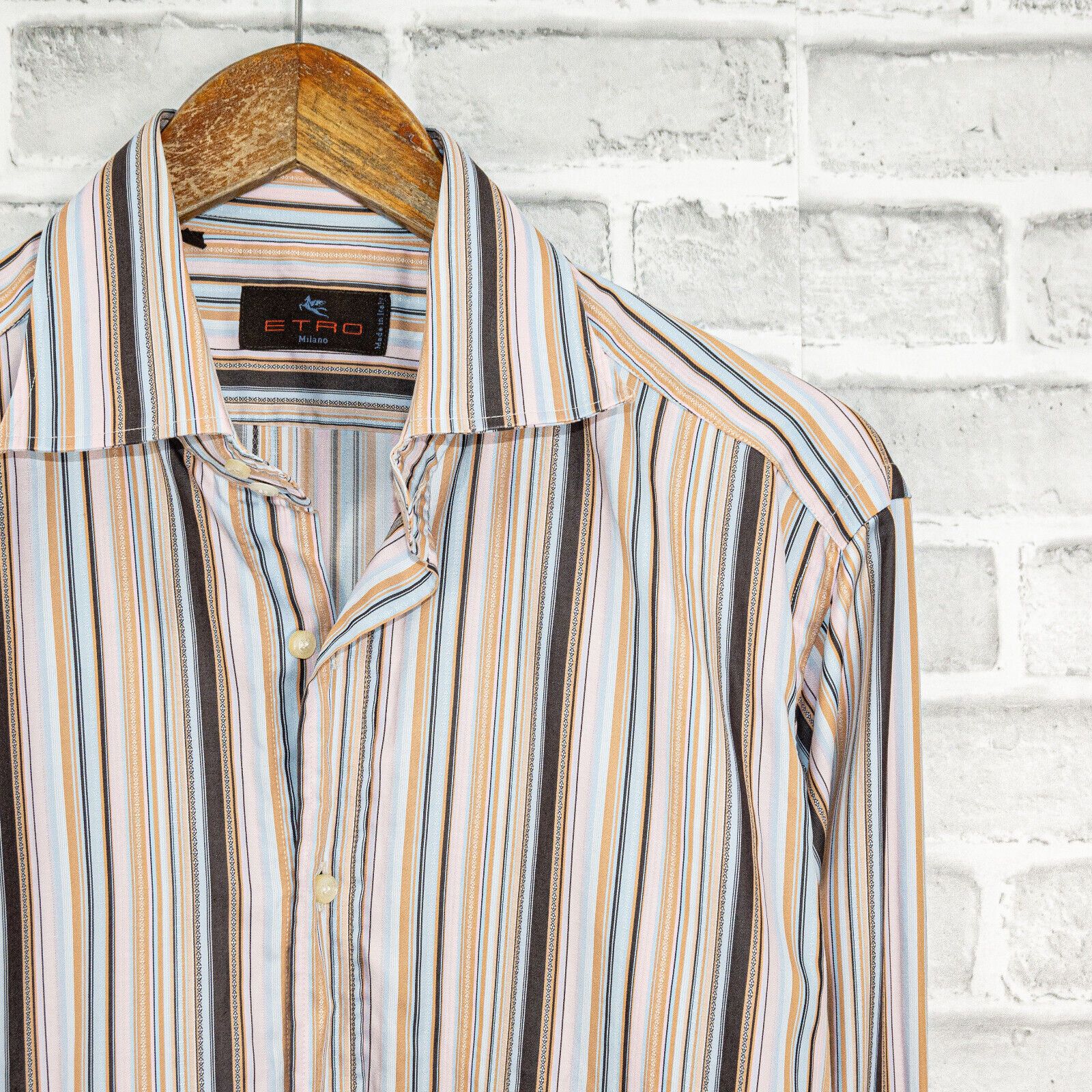 Etro ETRO Milano Multi color Stripe Button up Shirt Made in Italy Size US M / EU 48-50 / 2 - 5 Thumbnail