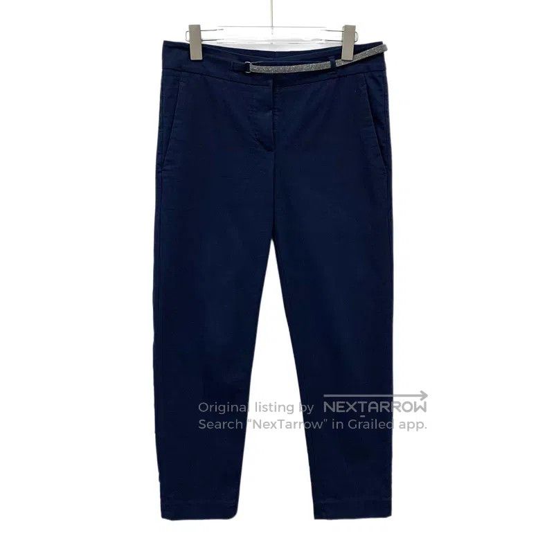 Brunello Cucinelli Brunello Cucinelli Dark blue cotton sequined casual pants Size 27" / US 4 / IT 40 - 1 Thumbnail