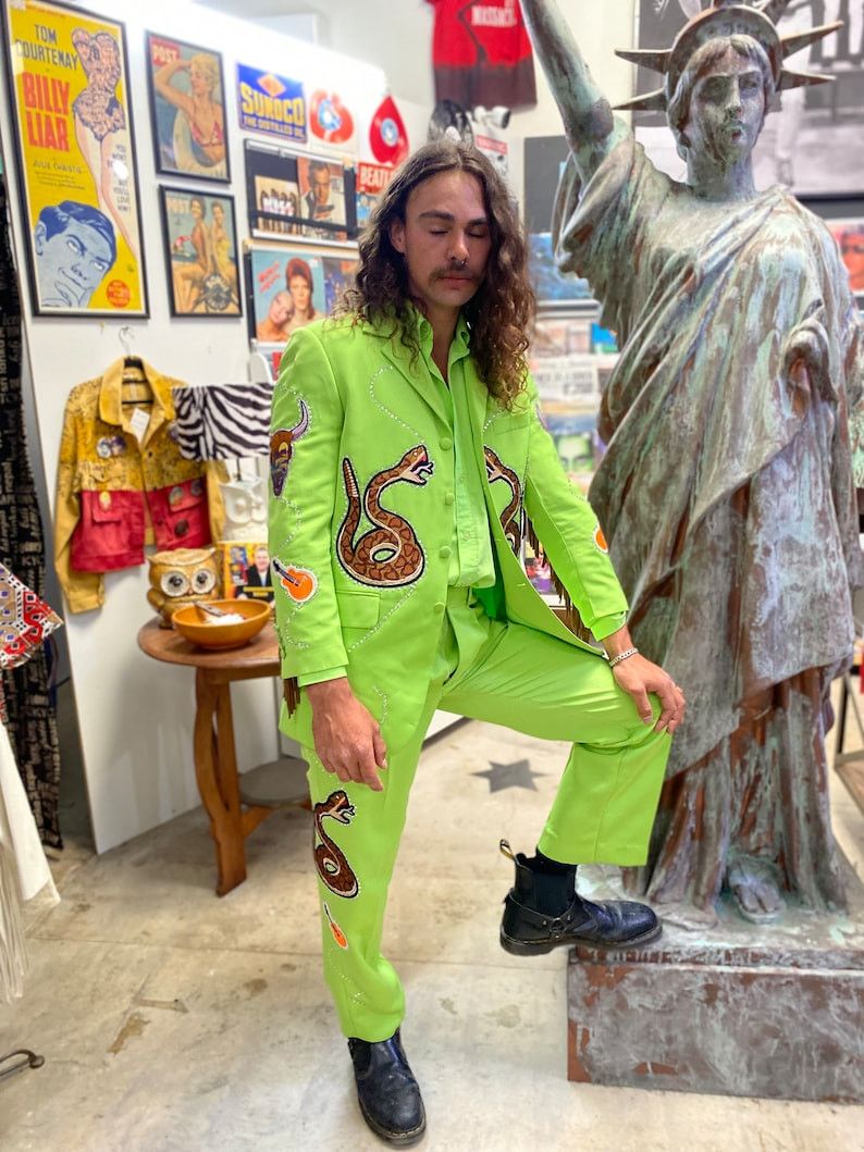 Other Men 2PC Customized cactus, snakes embroidery western outfit Size 40L - 4 Thumbnail