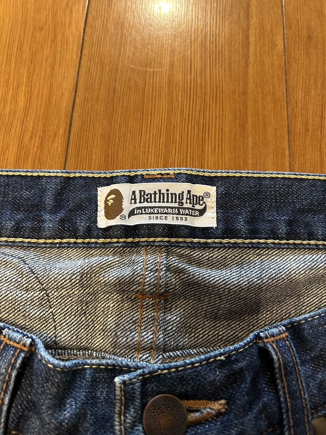 Bape Bape Champion Multi Logo Denim Spell Out Size US 30 / EU 46 - 4 Thumbnail