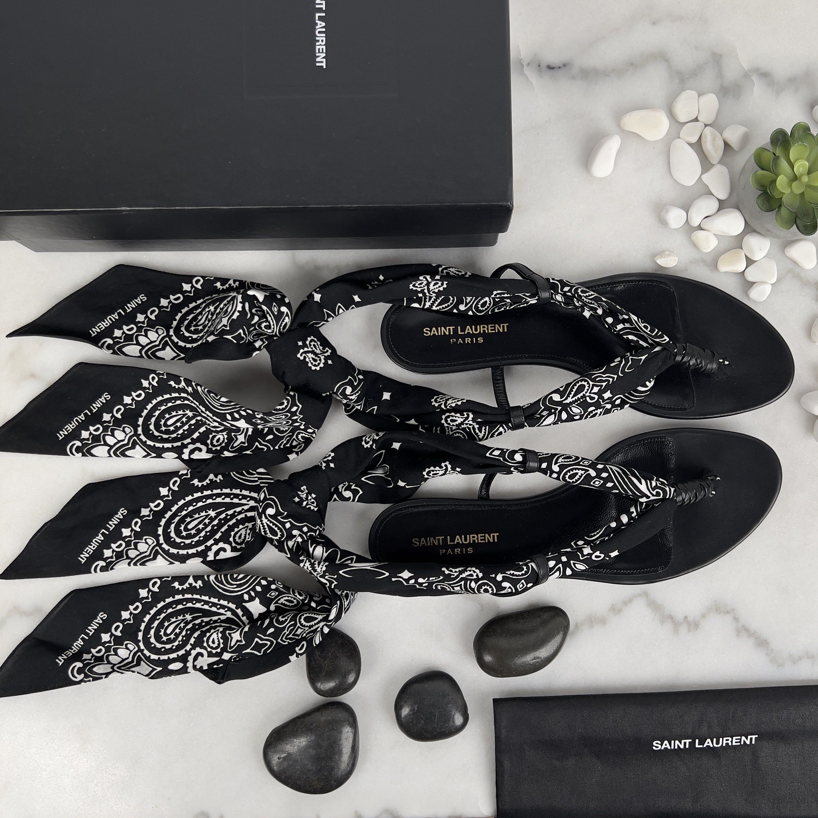 Saint Laurent Paris Saint Laurent Dalas Bandana-print Open Sandals Fabric Size US 10 / IT 40 - 4 Thumbnail