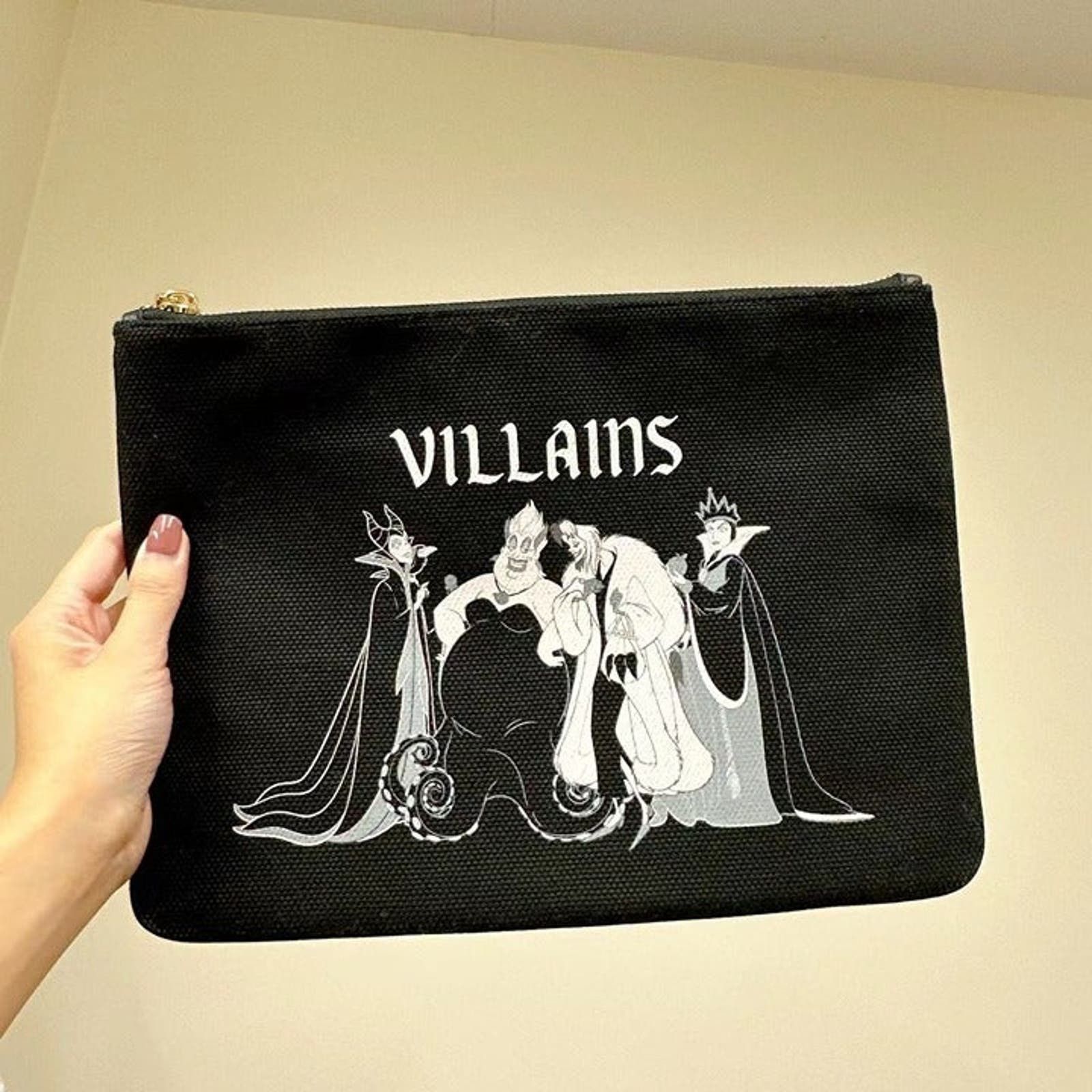 image of Coach Cc830 Disney Large Wristlet With Villains Motif Black, Women's