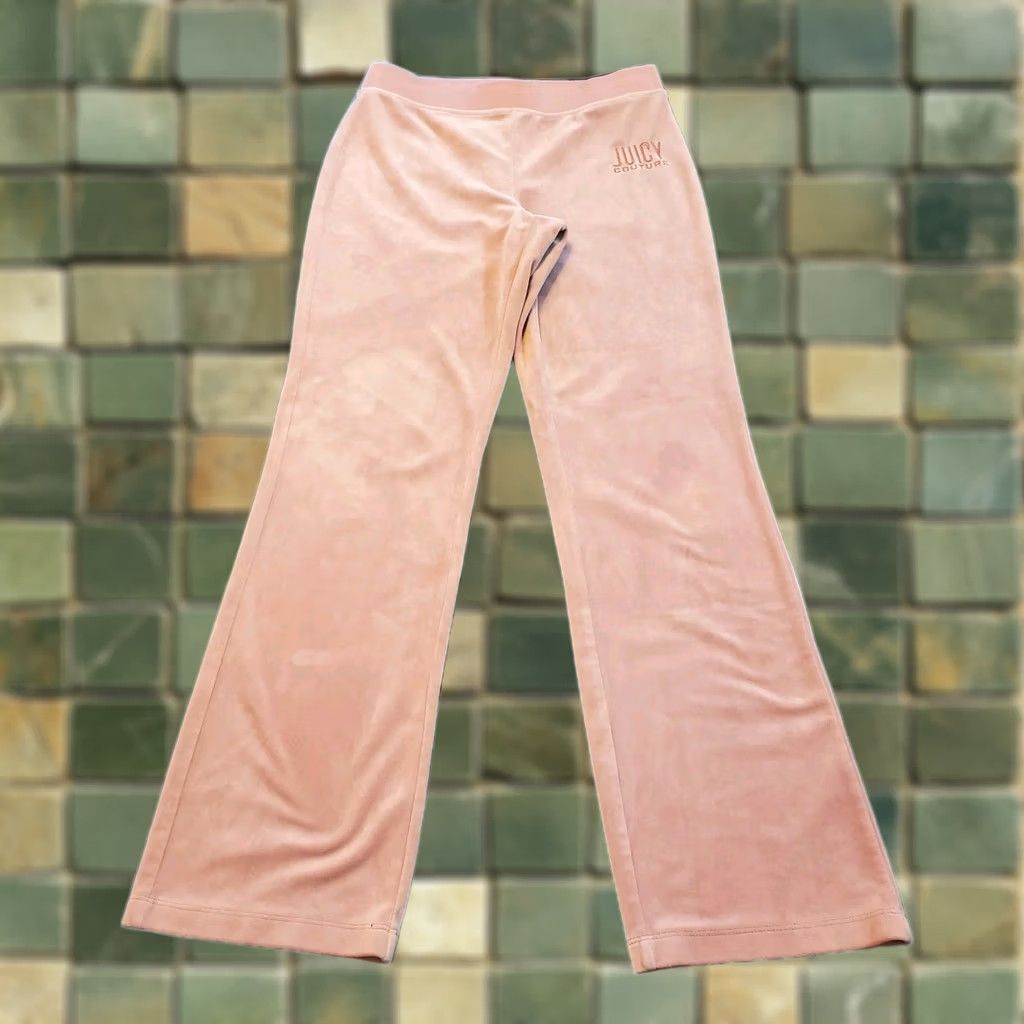 Juicy Couture VINTAGE Juicy Couture Pants Womens M Pink Wide Leg Veloure Lounge Dusty Y2K Size 32" / US 10 / IT 46 - 1 Thumbnail