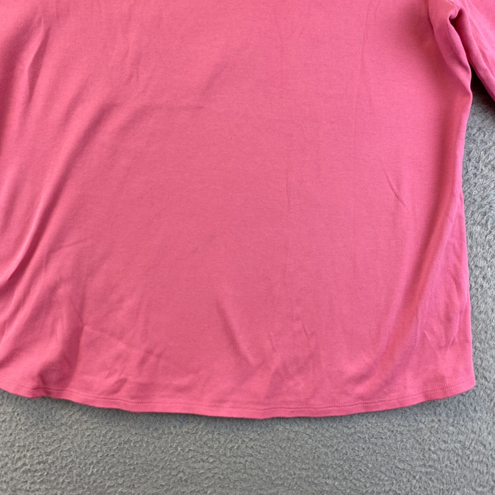 Croft & Barrow Croft & Barrow Shirt Womens XL Pink Long 3/4 Sleeve Round Neck Cotton / 77-55 Size XL / US 12-14 / IT 48-50 - 2 Thumbnail