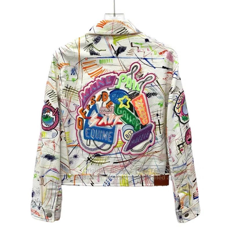 Hermes Hermes White badge, graffiti, embroidery, cotton collar, s Size XS / US 0-2 / IT 36-38 - 2 Thumbnail