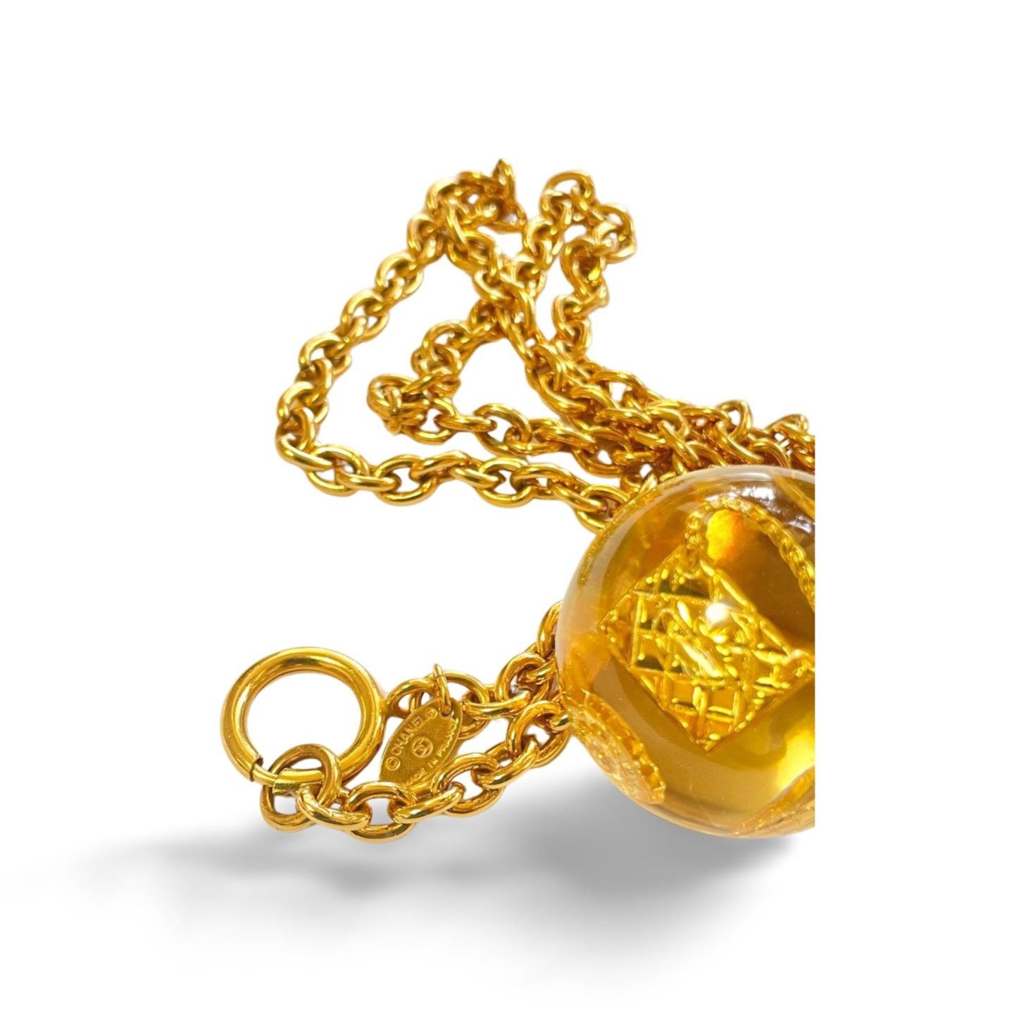 Vintage CHANEL long chain necklace with resin ball top
