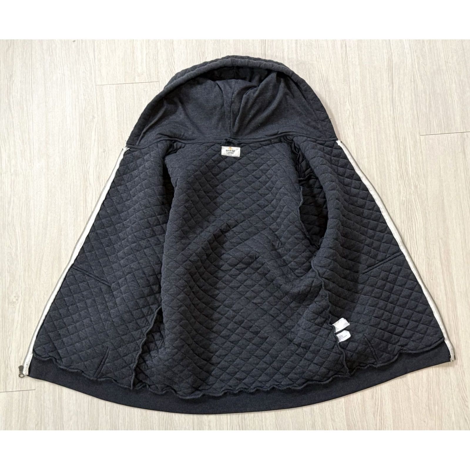 Marine Layer Marine Layer Men's Corbet Quilted Full Zip Hoodie Medium Gray Core Zip Hoodie Size US M / EU 48-50 / 2 - 3 Thumbnail