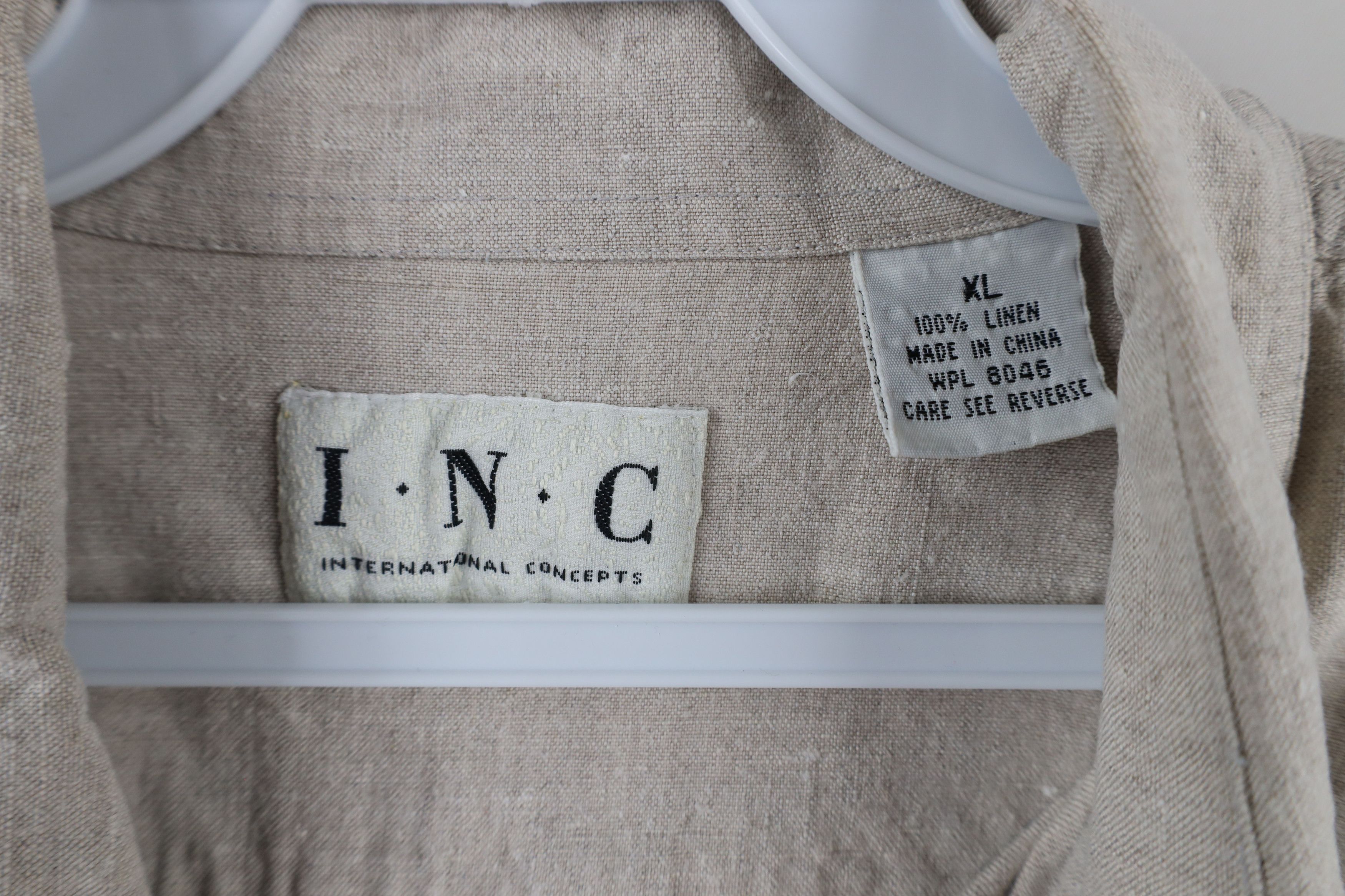 Vintage Vintage 90s Streetwear Fit Linen Collared Button Shirt Beige Size US XL / EU 56 / 4 - 7 Thumbnail