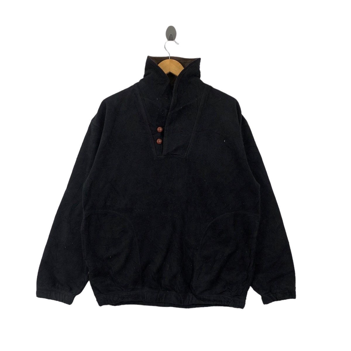 image of Vintage Chaps Ralph Laurent Fleece Half Button in Black, Men's (Size Large)