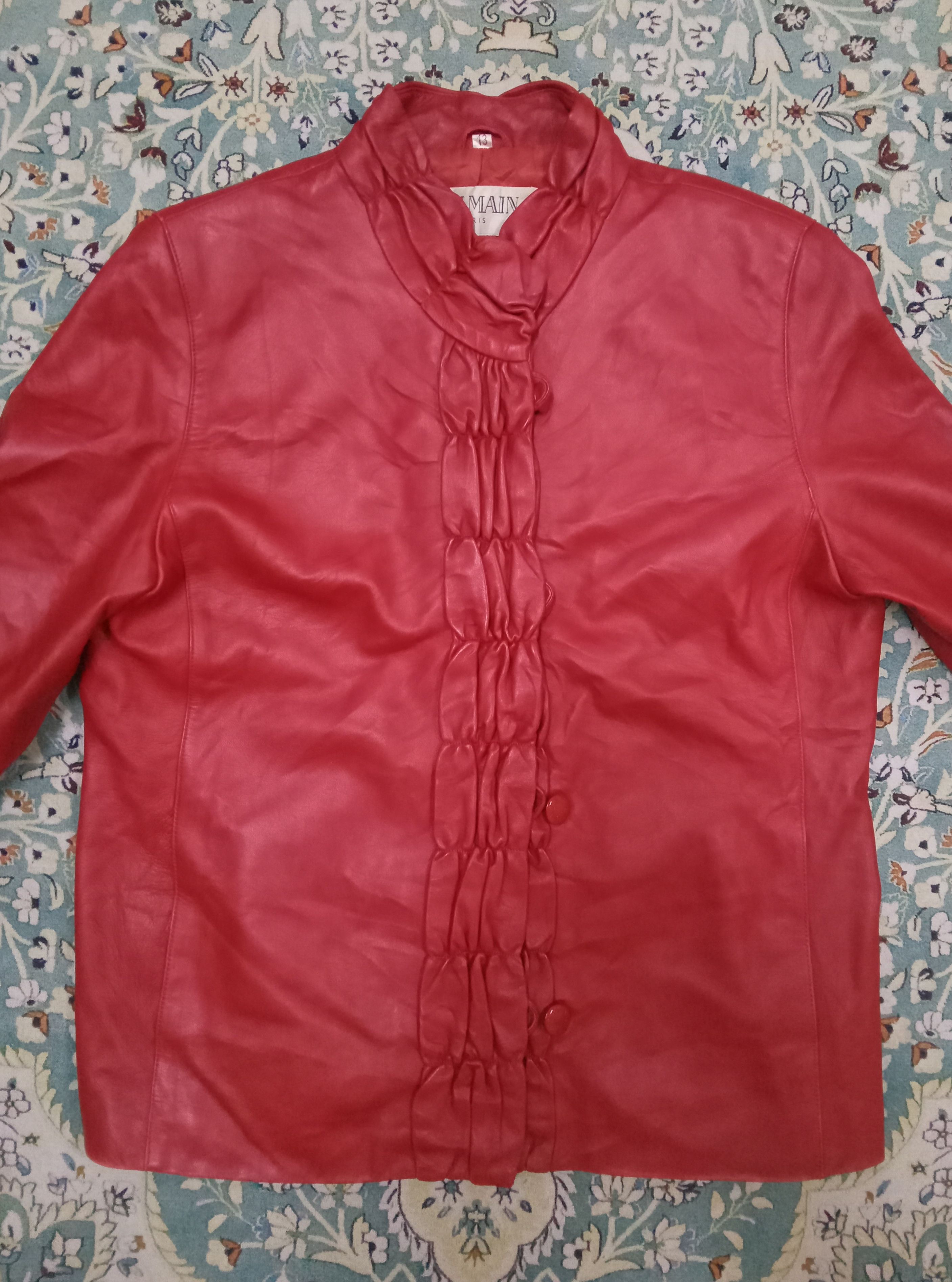 Balmain Vintage Balmain Paris Red Leather Jacket Size US L / EU 52-54 / 3 - 4 Thumbnail