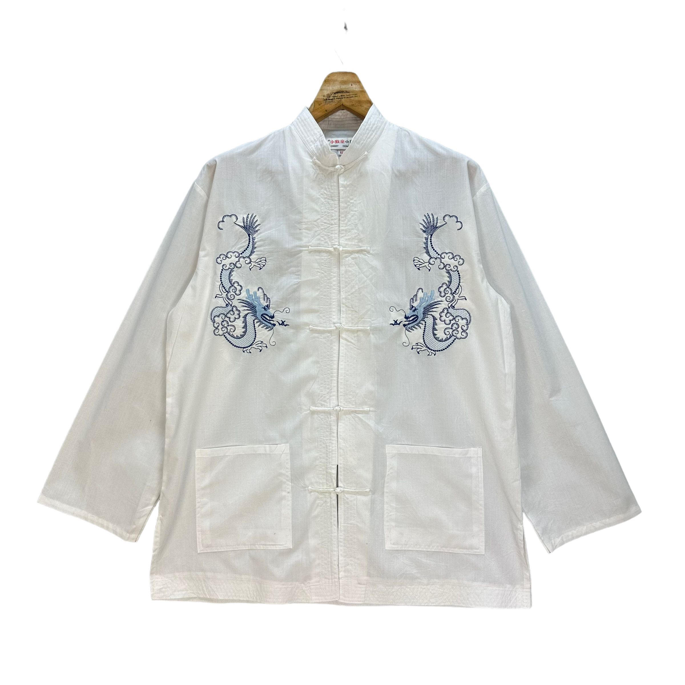 image of Vintage Cowboy China Gown Mandarin Jacket 8256-218 in White, Men's (Size XL)