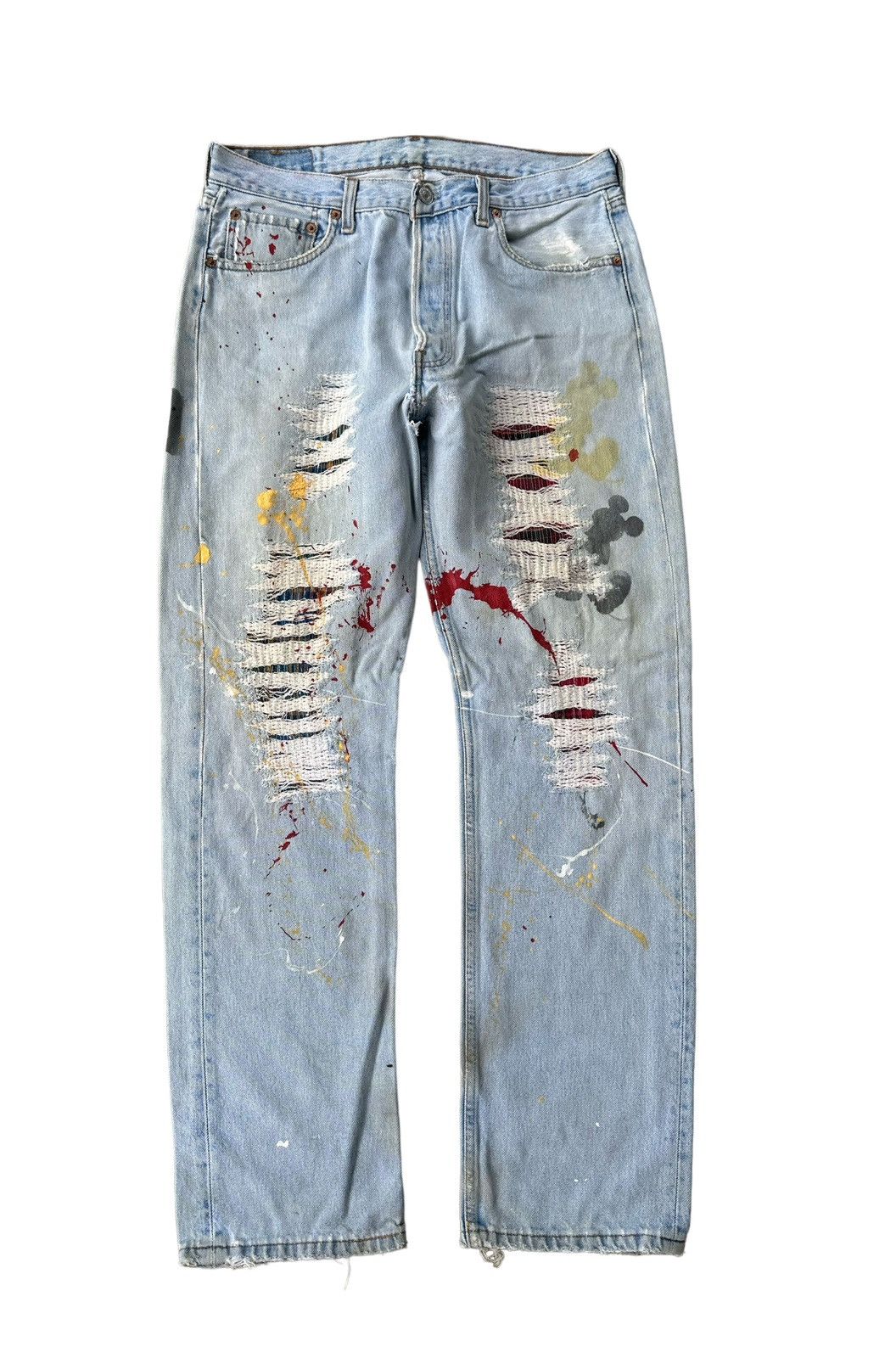 Levi's Vintage 90s Levi’s 501 custom paint denim jeans Size US 32 / EU 48 - 1 Thumbnail
