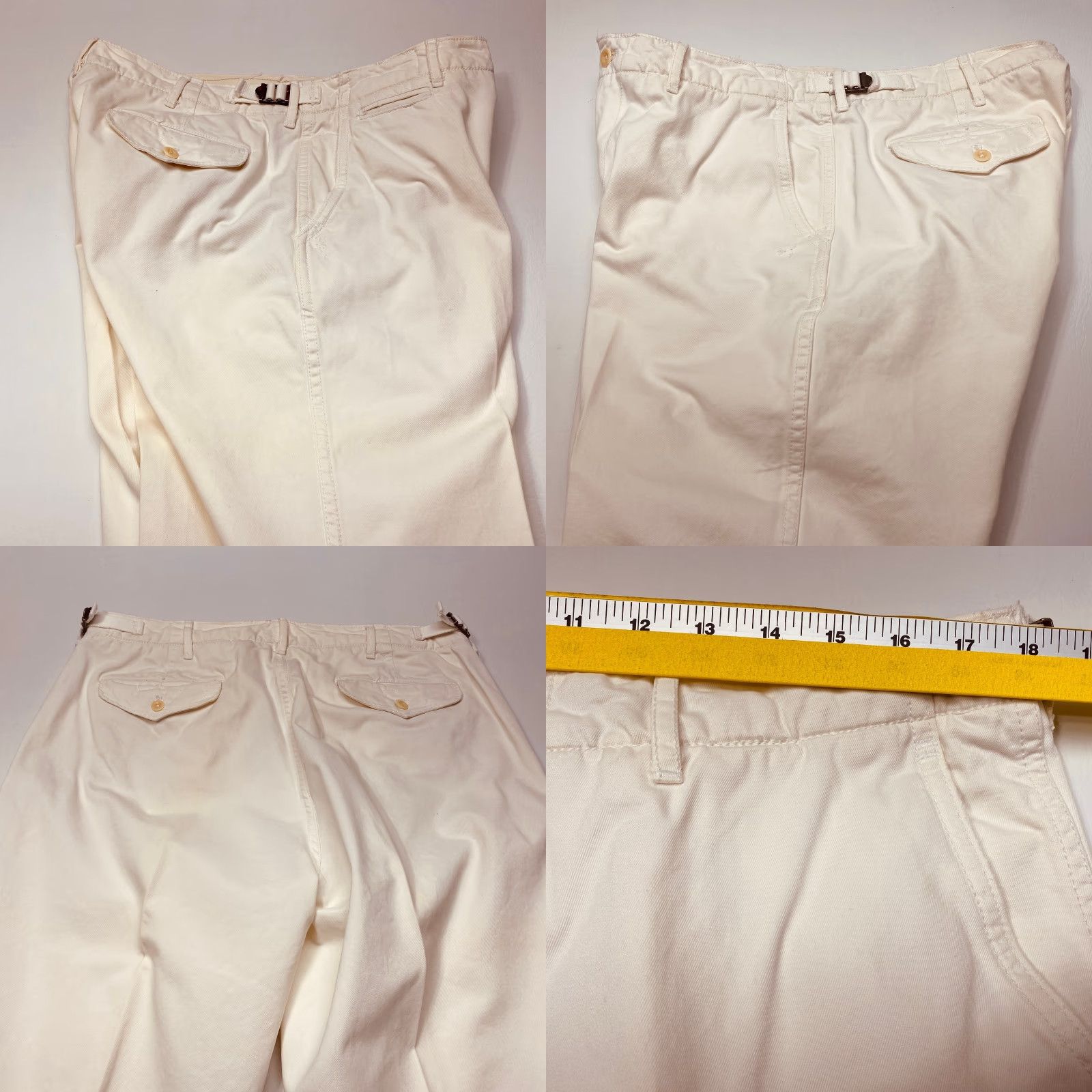 Polo Ralph Lauren VINTAGE Polo Ralph Lauren Pants Mens 36x32 White Adjustable Waist Distressed Cotton Size US M / EU 48-50 / 2 - 9 Thumbnail