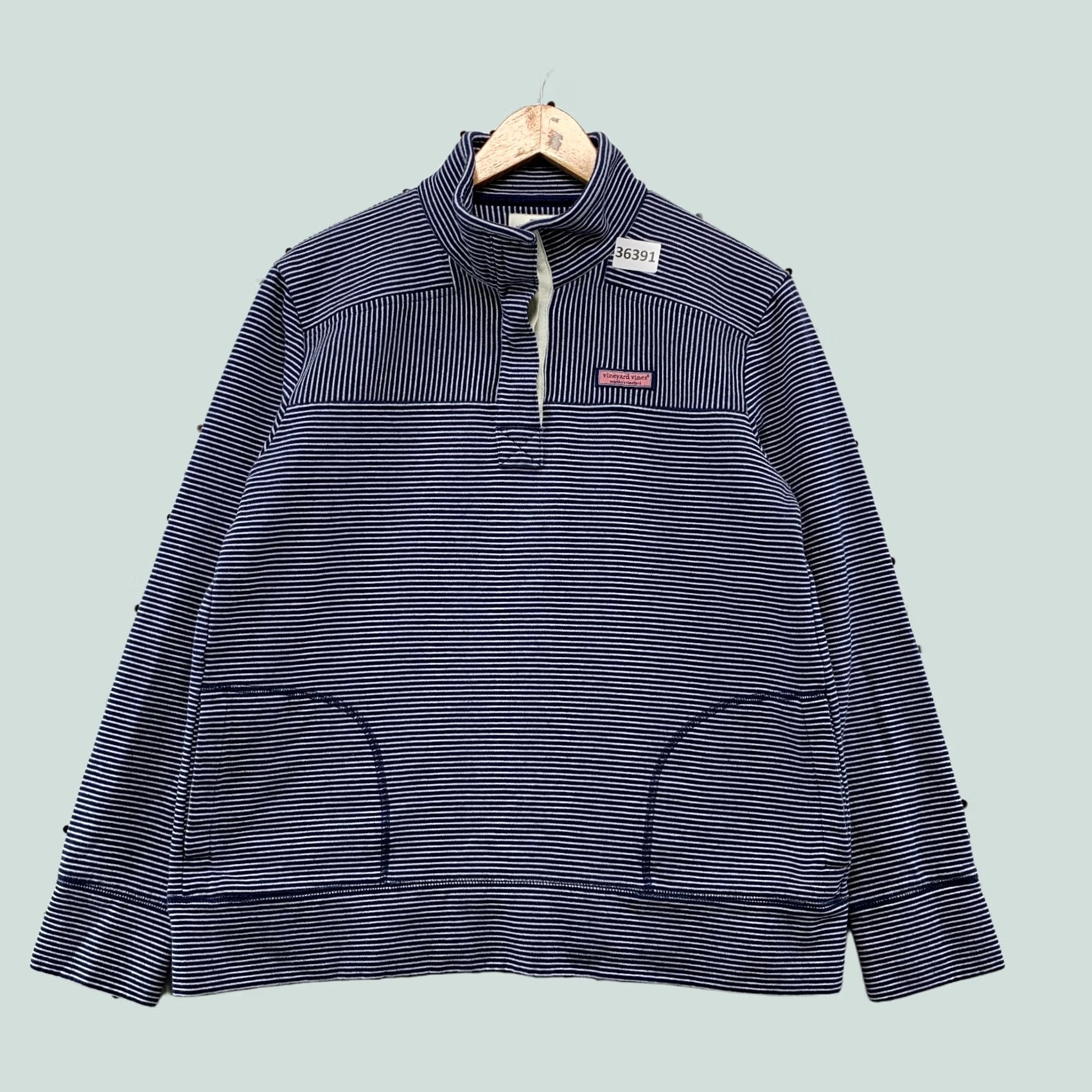 Vineyard Vines Vineyard Vines Sweater Womens Medium Blue White Striped 1/4 Button Size M / US 6-8 / IT 42-44 - 1 Thumbnail