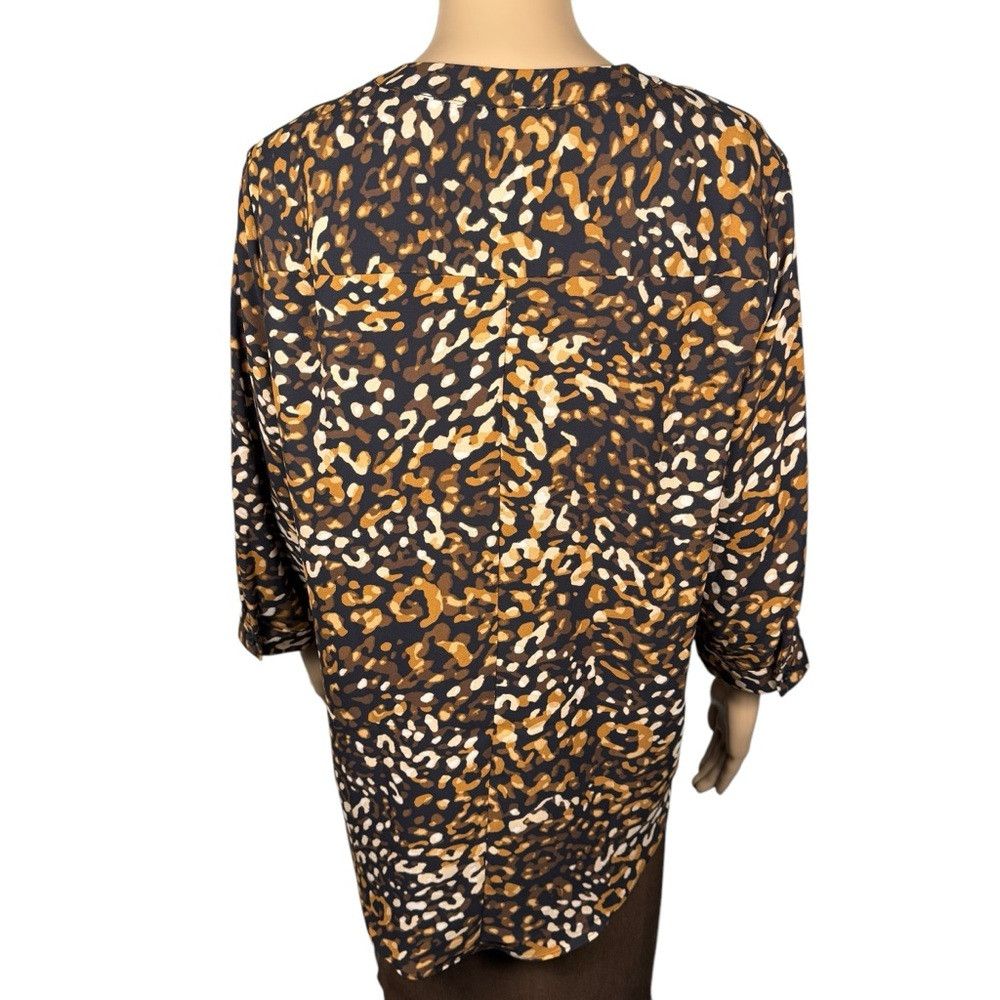 Other Dana Buchman 3/4 Sleeve Split Neck Animal Print Blouse Size Size L / US 10 / IT 46 - 4 Thumbnail