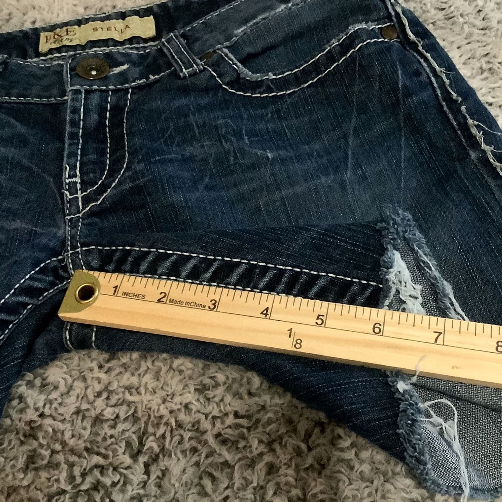 Vintage BKE Buckle Stella Jean Shorts Women 28 Blue Distressed Thick Stitch Stretch Denim Short Stella Size 28" / US 6 / IT 42 - 4 Thumbnail