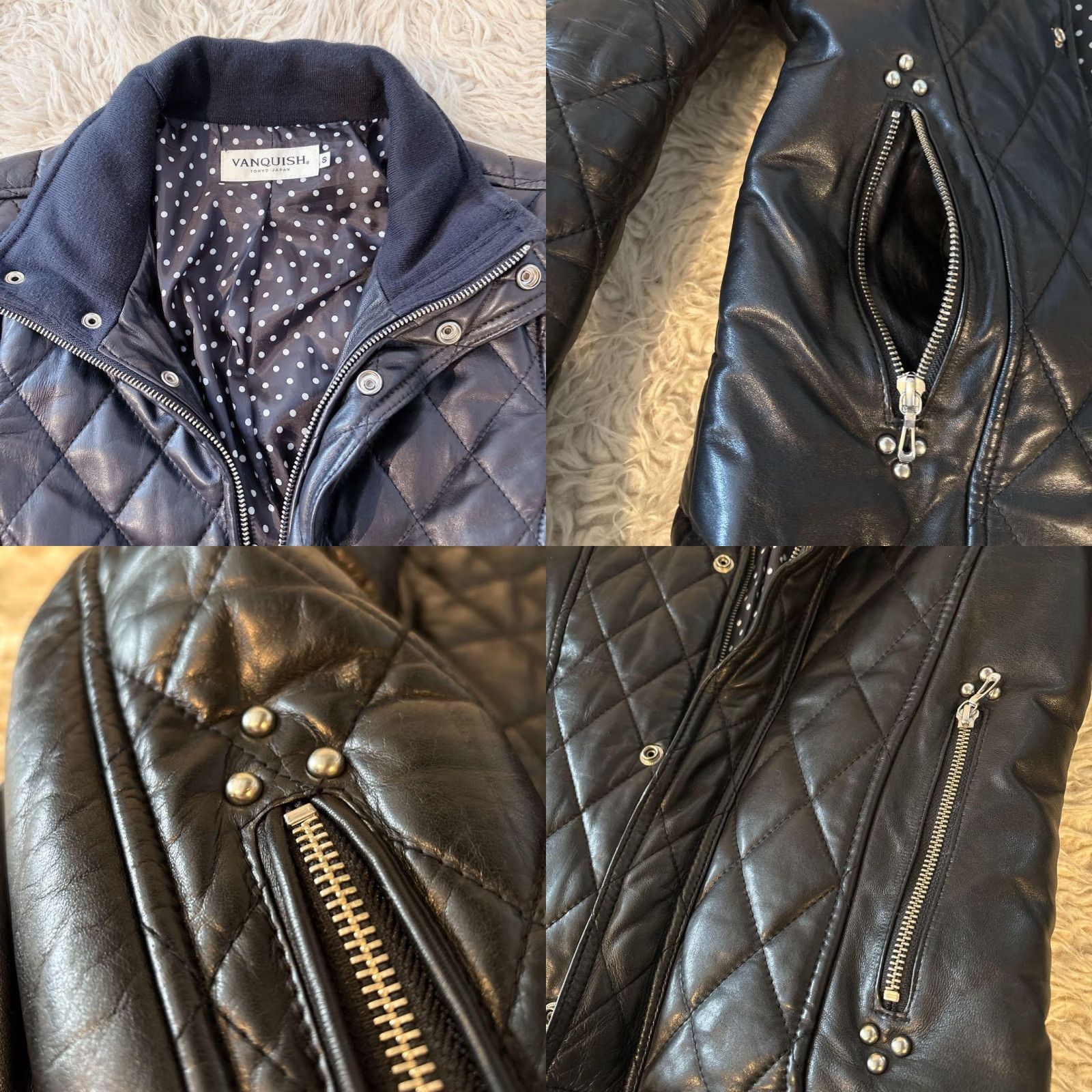 Vintage Vanquish S Sheepskin Quilted Leather Jacket Black Rare Jacket Size US S / EU 44-46 / 1 - 8 Thumbnail