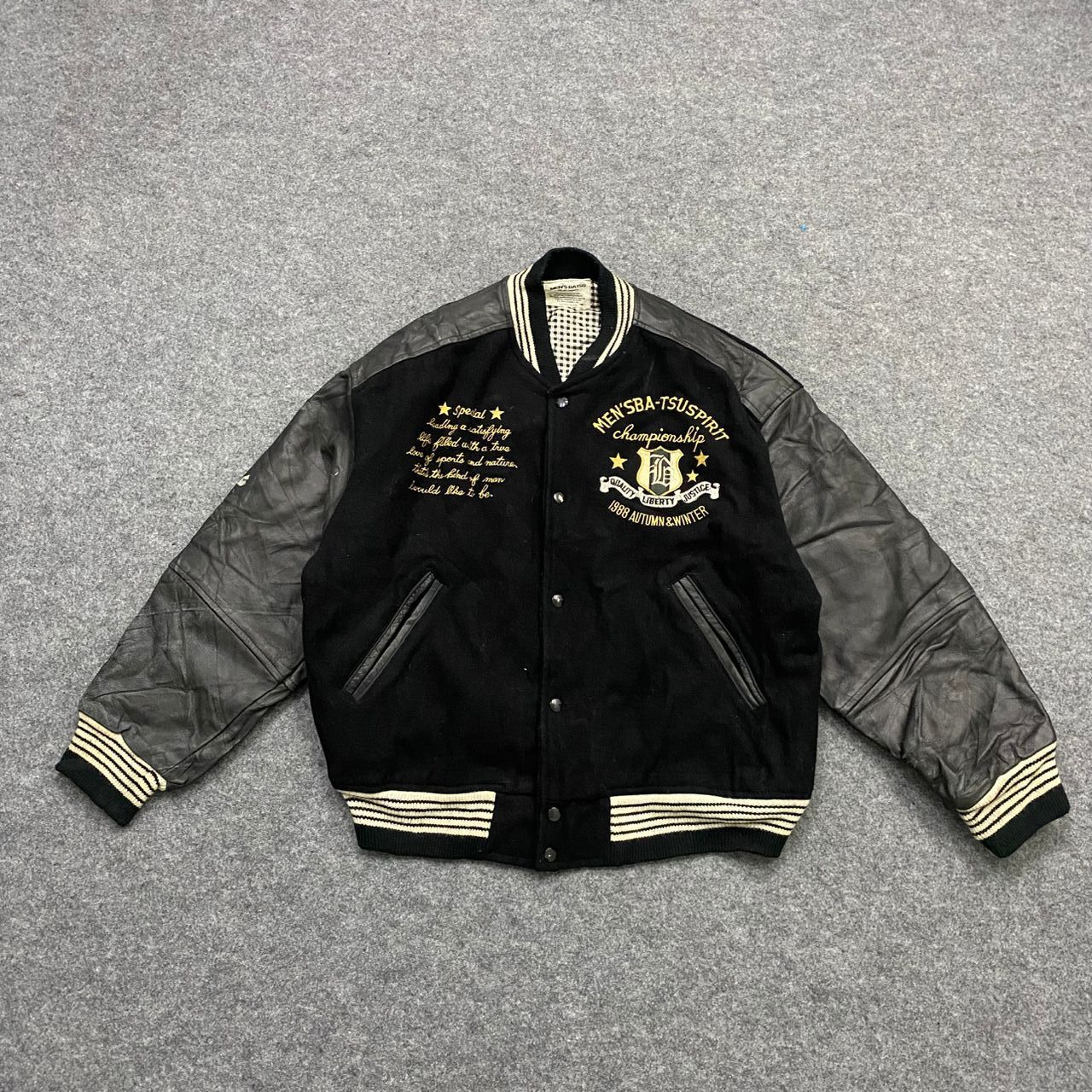 Japanese Brand 💥Best Offer💥Vintage Men's Ba-tsu Spirit Varsity Jacket Size US L / EU 52-54 / 3 - 2 Thumbnail