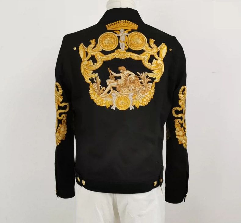 Versace Versace Heavy work embroidered denim jacket jacket Size US XL / EU 56 / 4 - 2 Thumbnail