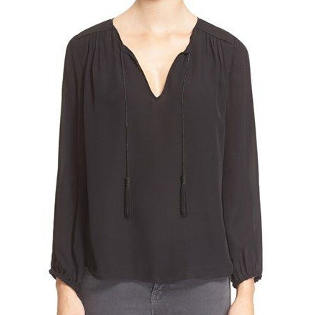 Joie Joie Womens Silk Odelette Peasant Blouse Sz XS Quiet Luxury Size XS / US 0-2 / IT 36-38 - 1 Thumbnail