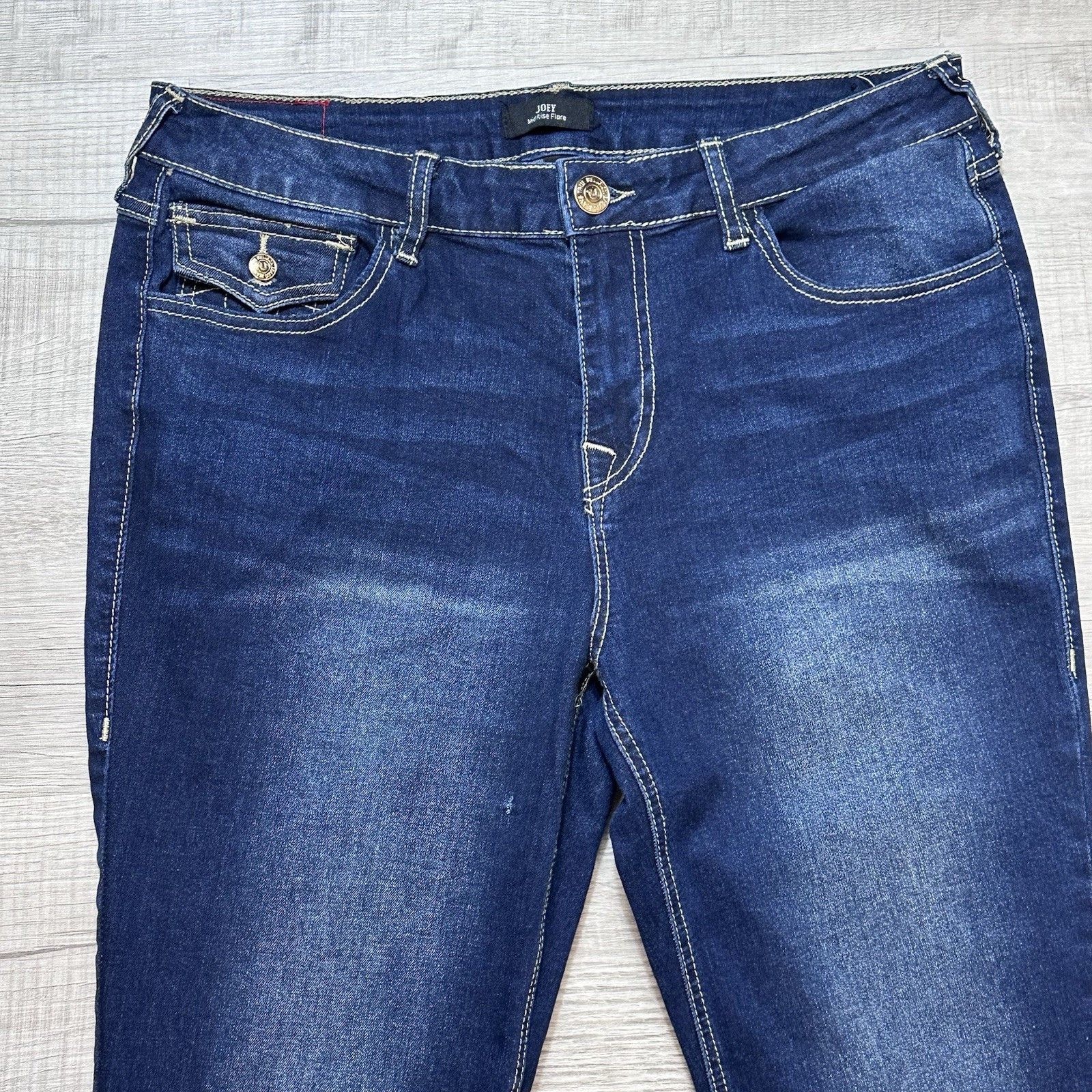 True Religion True Religion Women's 31 Joey Twisted Flare Mid Rise Jeans Size 31" - 3 Thumbnail