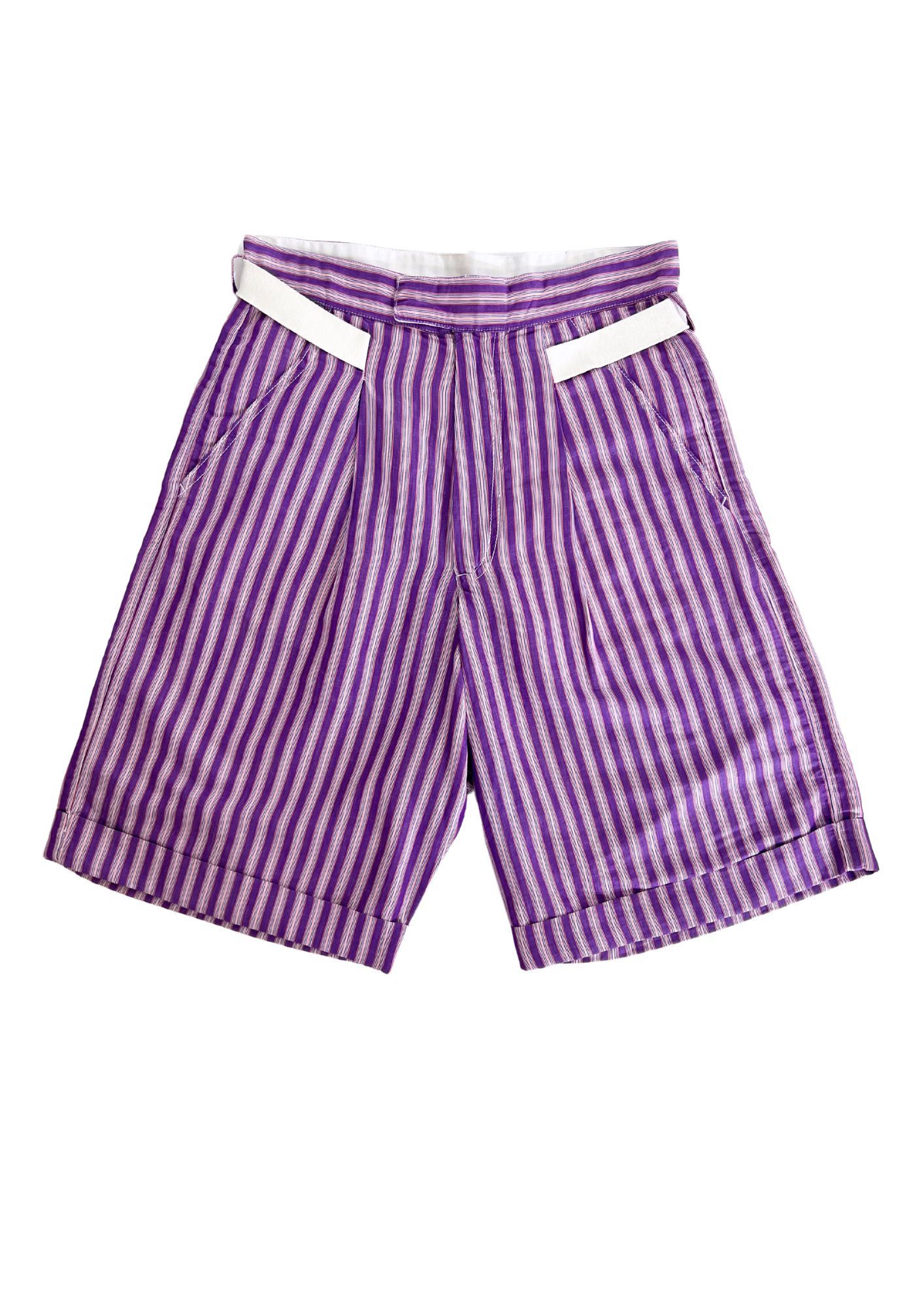 image of 2010S Coming Soon By Yohji Yamamoto Hemp Shorts in Purple, Men's (Size 27)