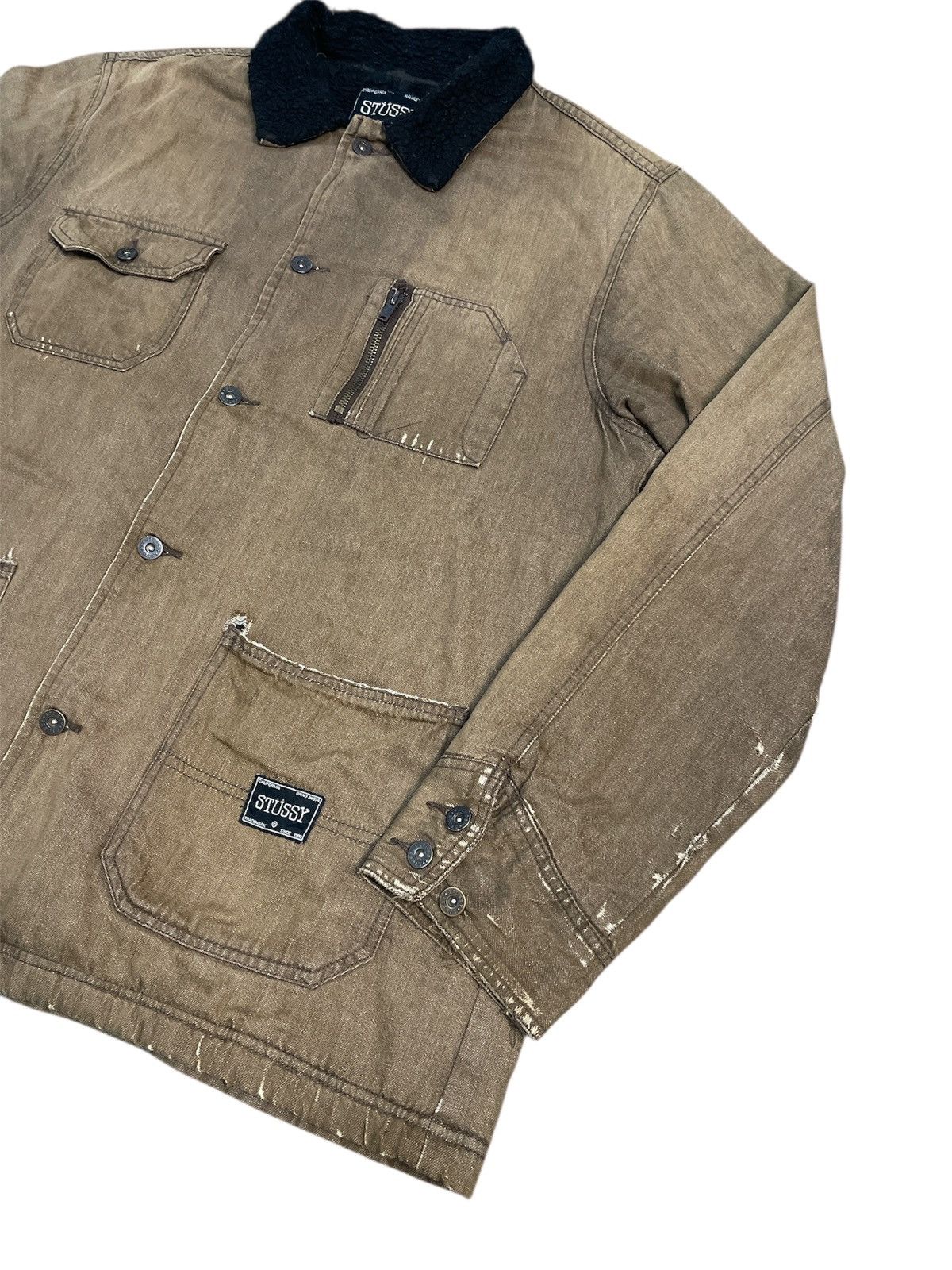 Stussy Vintage Stussy Sherpa Linen Distressed Jacket Size US XL / EU 56 / 4 - 4 Thumbnail
