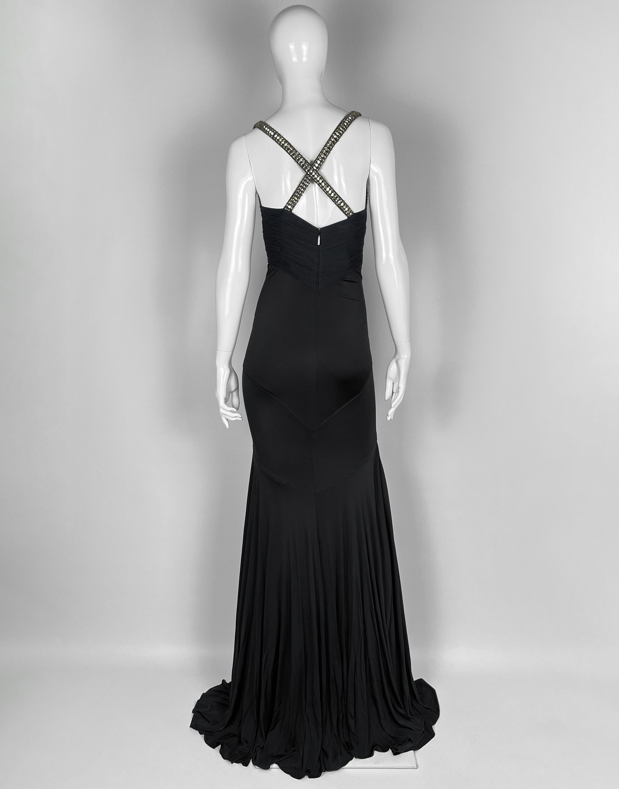 Roberto Cavalli S/S 2007 ARCHIVE PLEATED DRESS WITH DRAMATIC CRYSTAL GOWN Size S / US 4 / IT 40 - 6 Thumbnail