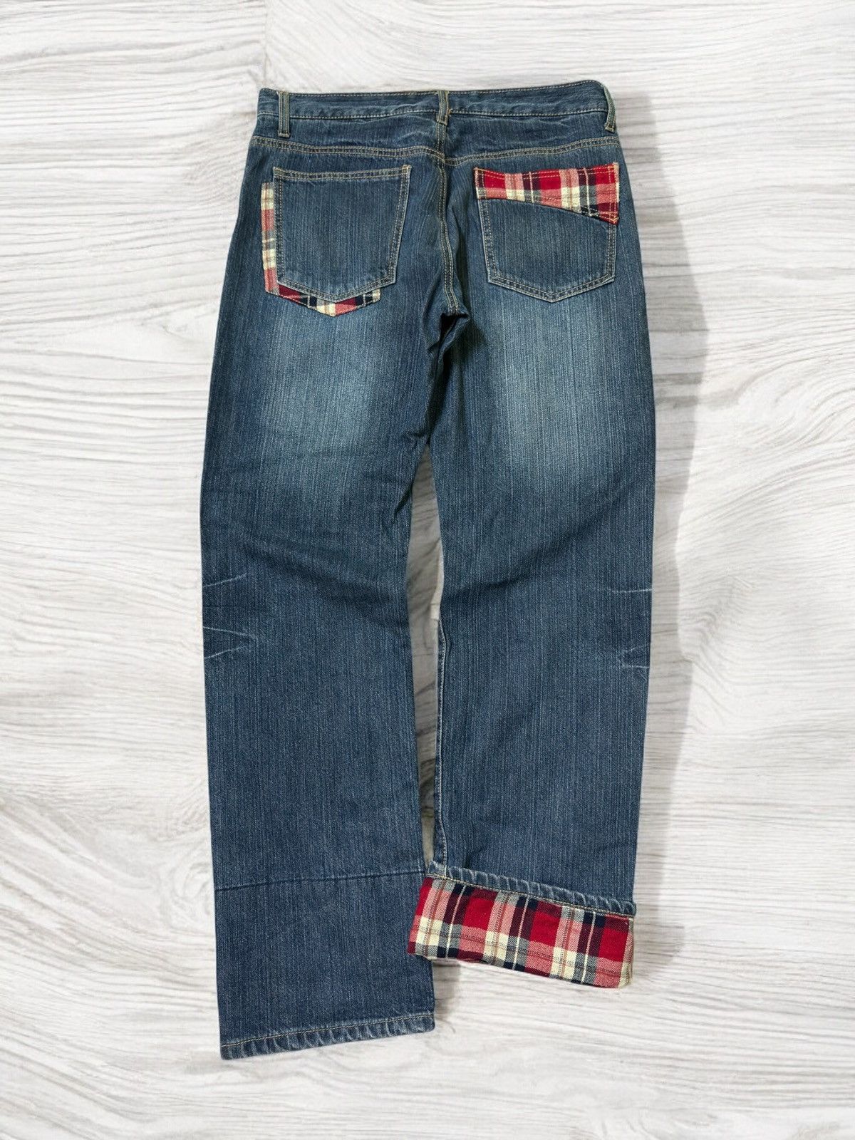 Hysteric Glamour Acid Wash Plaid Tartans Junya Watanabe Style Denim Jeans Size US 32 / EU 48 - 2 Thumbnail