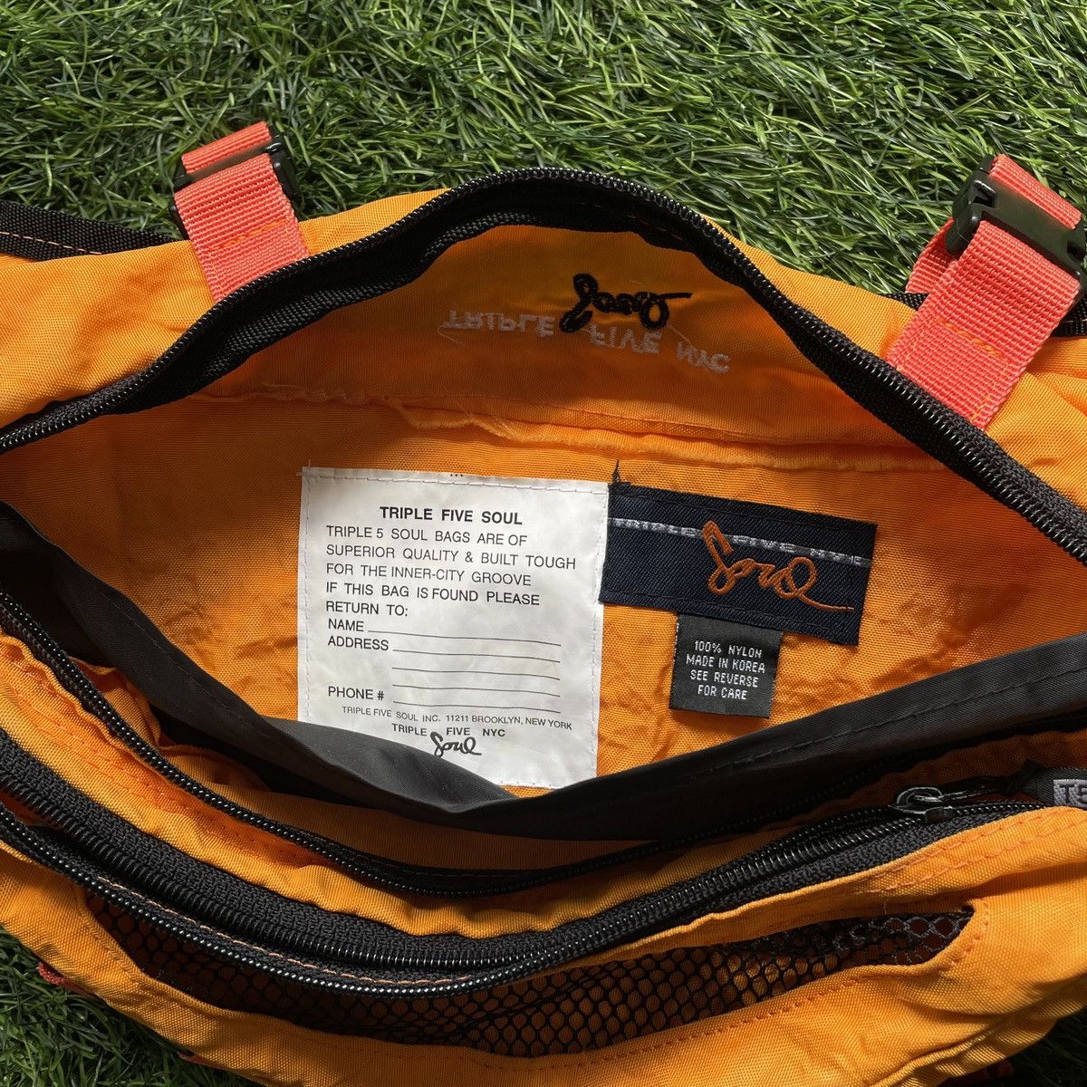 Other Vintage Triple5Soul NYC Orange Nylon Shoulder/Body bag Size 30 - 5 Thumbnail