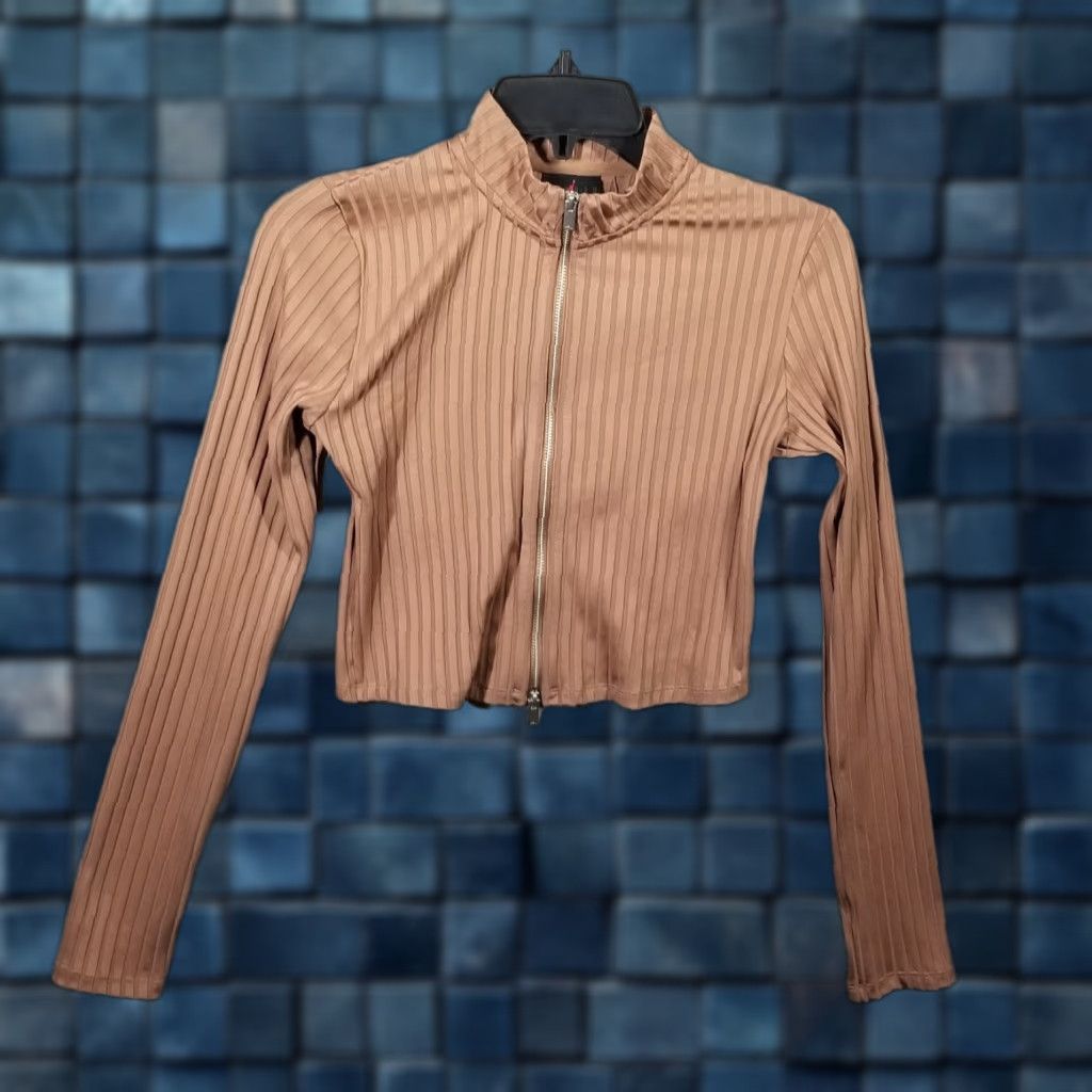 Nike Nike Jordan Jumpman Women's Long-Sleeve Cropped Top Small Brown FV7185 Size S / US 4 / IT 40 - 1 Thumbnail