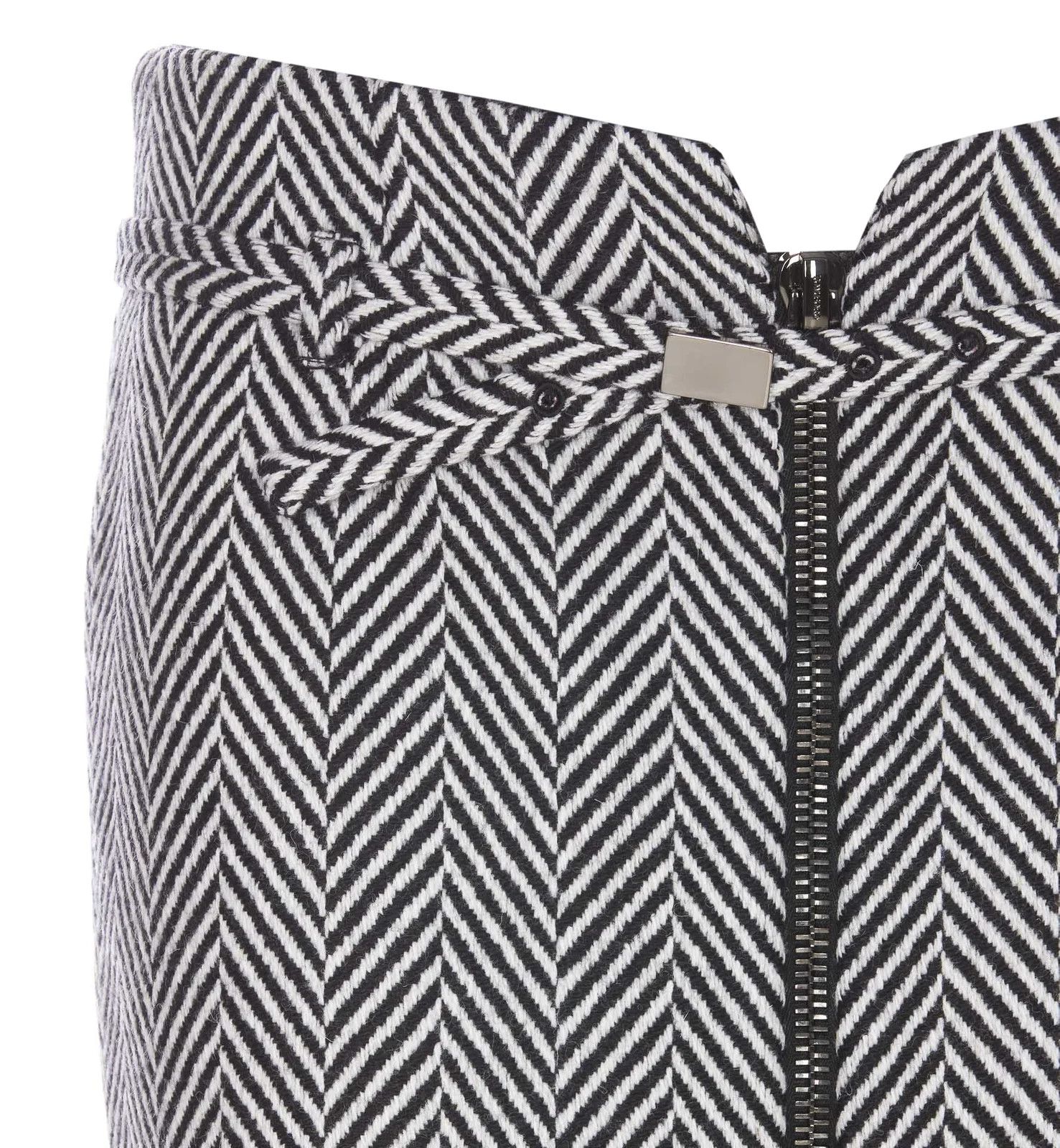 Tom Ford o1w1db10225 GC5703 Zipped Midi Pencil Skirt in White Black Size 26" / US 2 / IT 38 - 4 Thumbnail