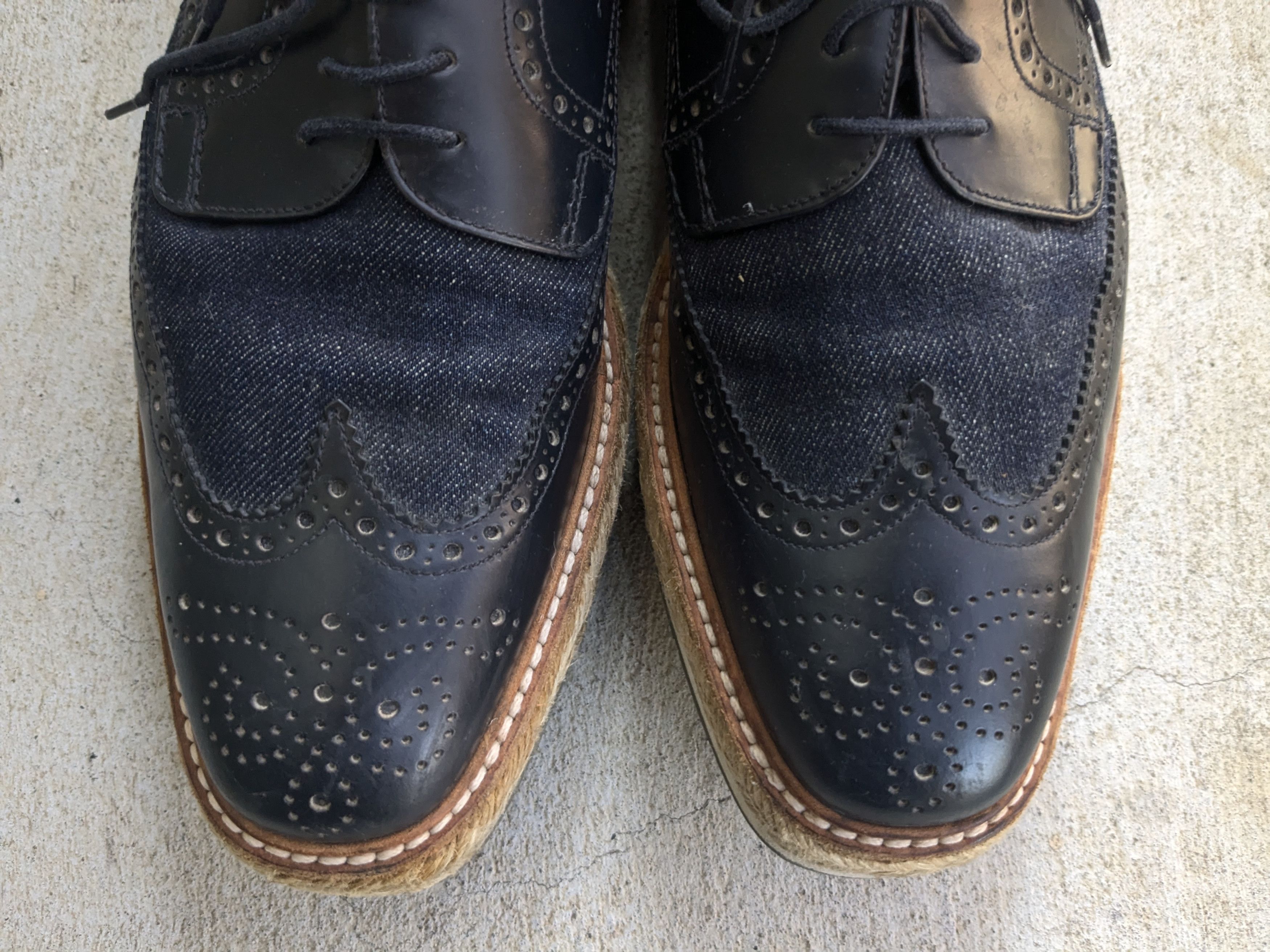 Prada Prada Brogues Wingtip Sneakers 9 Canvas Leather Platform Size US 9 / EU 42 - 4 Thumbnail