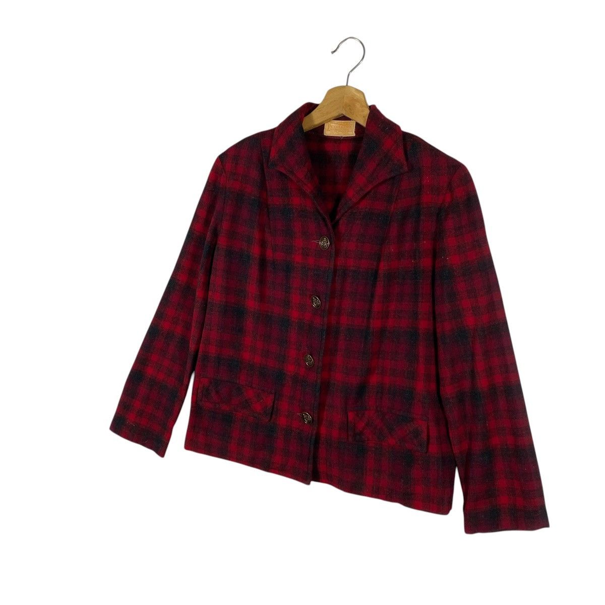 Pendleton Vintage 50s Pendleton Shirt Jacket Red Plaid Wool Shacket Size M / US 6-8 / IT 42-44 - 2 Thumbnail