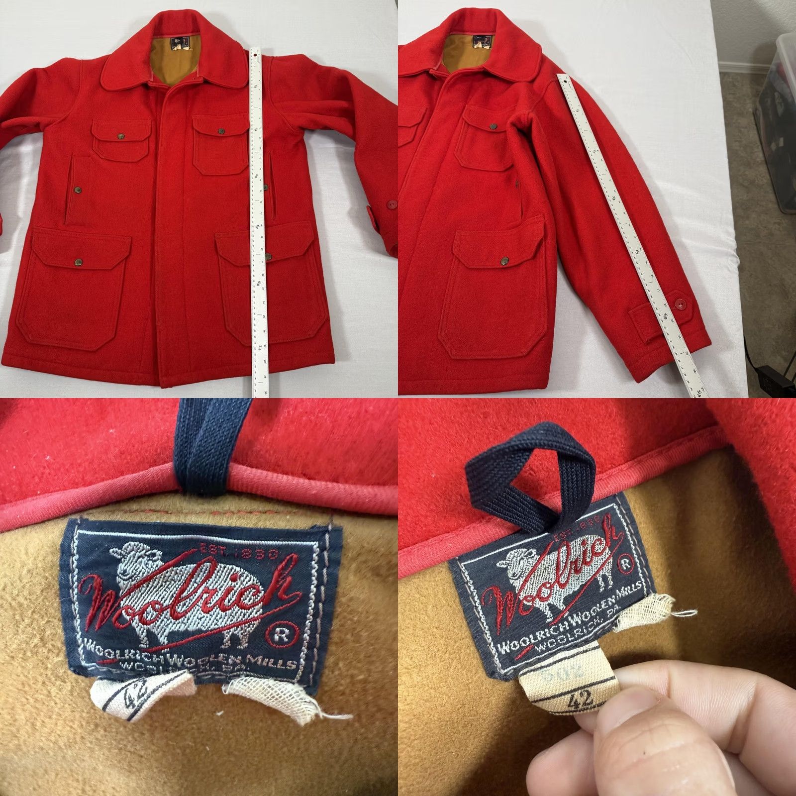 Vintage VINTAGE Woolrich Red Wool Hunting Coat Mens 42 Mackinaw Cruiser Parka 60s USA Size US XS / EU 42 / 0 - 8 Thumbnail