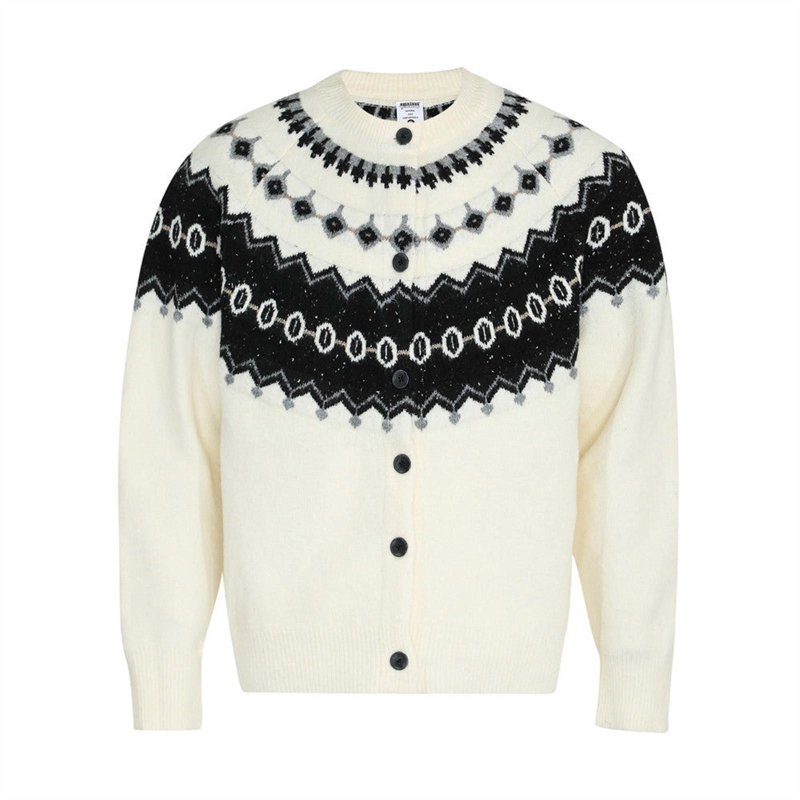 Other Gray Fair Isle Knit Cardigan Sweater Button-Up Cozy Warm Size US M / EU 48-50 / 2 - 5 Thumbnail