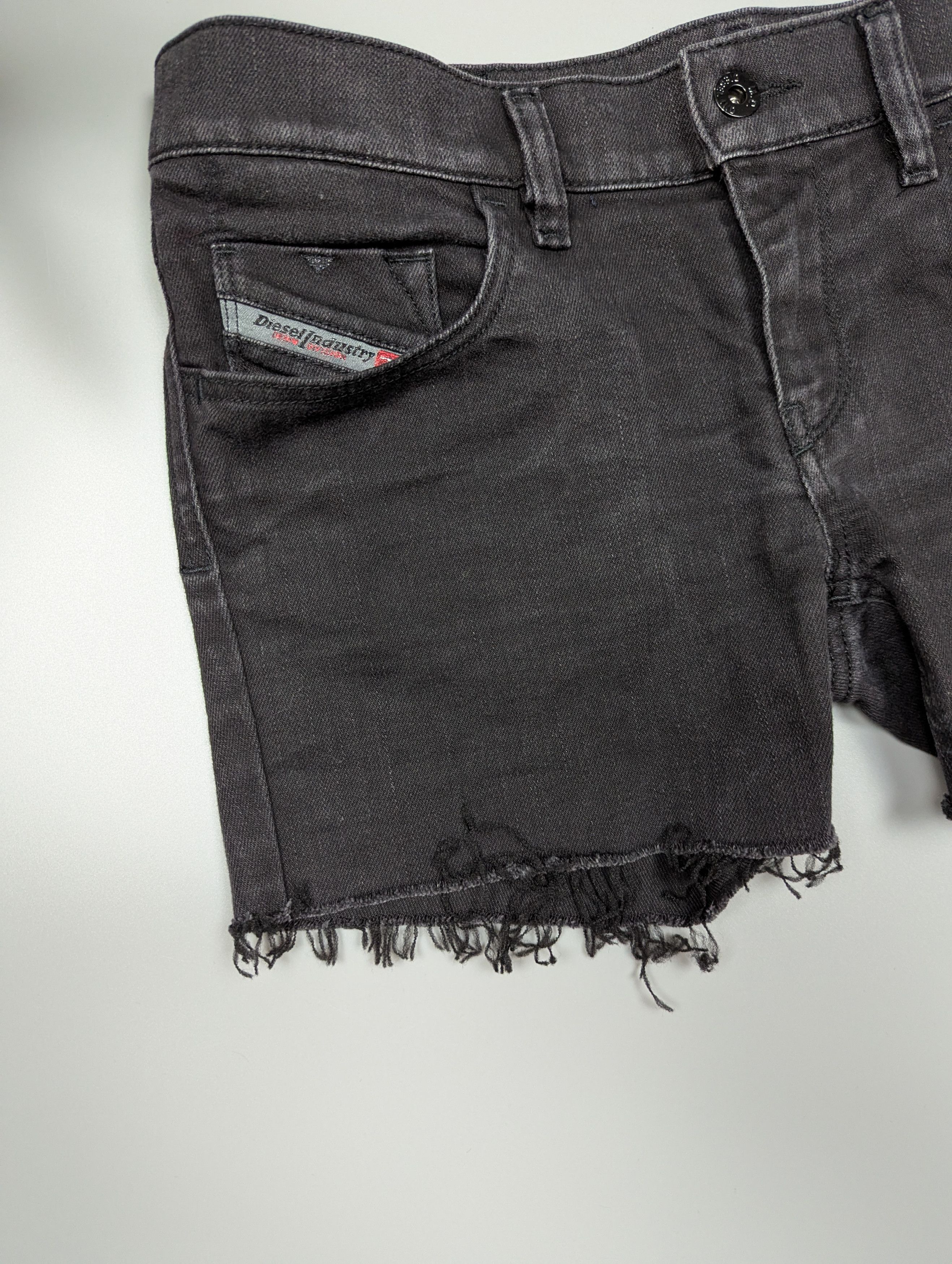 Diesel Vintage Women's Super Slim Stretch Black Distressed Shorts Size 29" - 6 Thumbnail