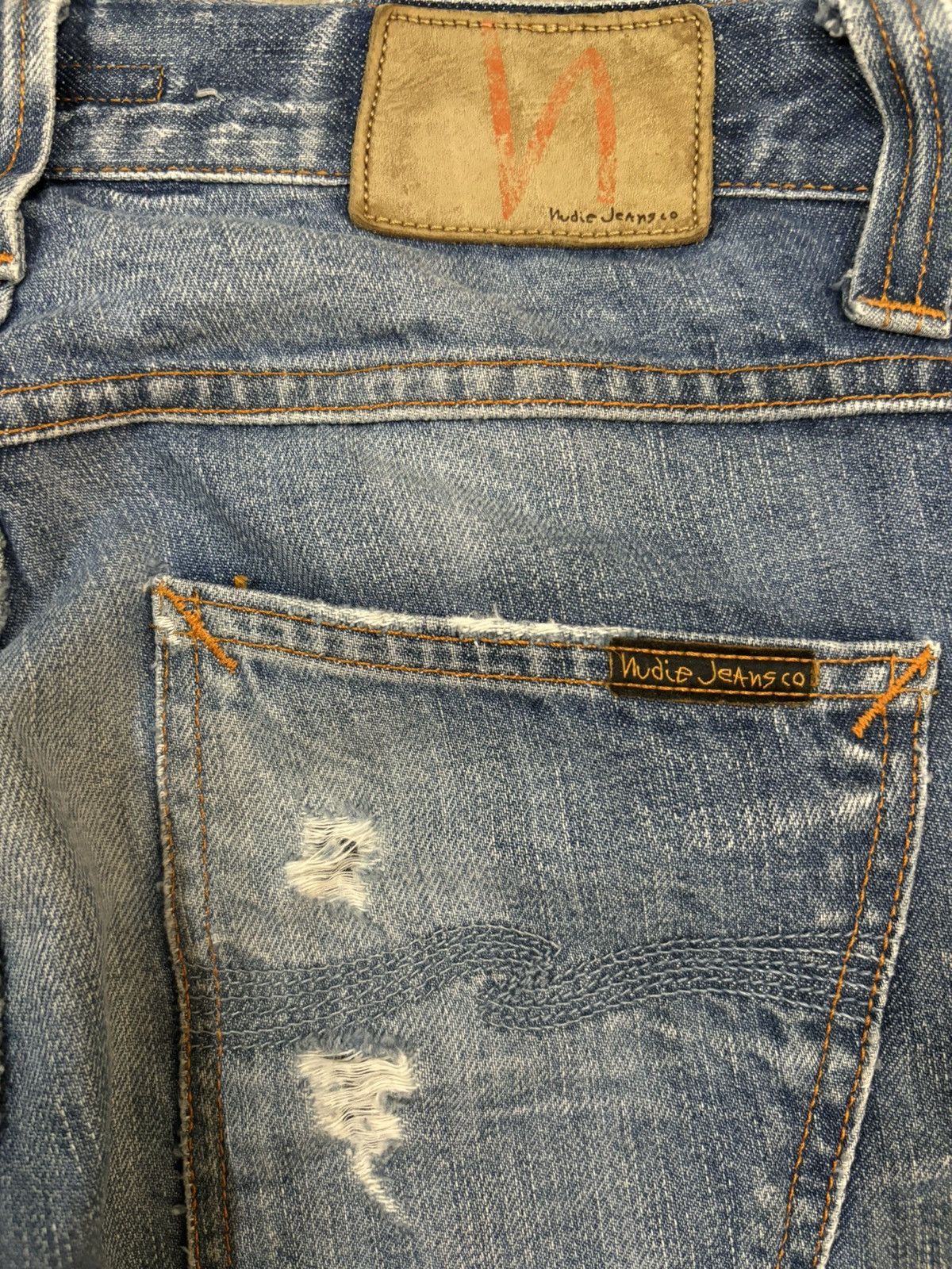 Nudie Jeans Vintage Nudie Whiskers Blue Washed Distressed Grunge Jeans Size US 29 - 11 Thumbnail