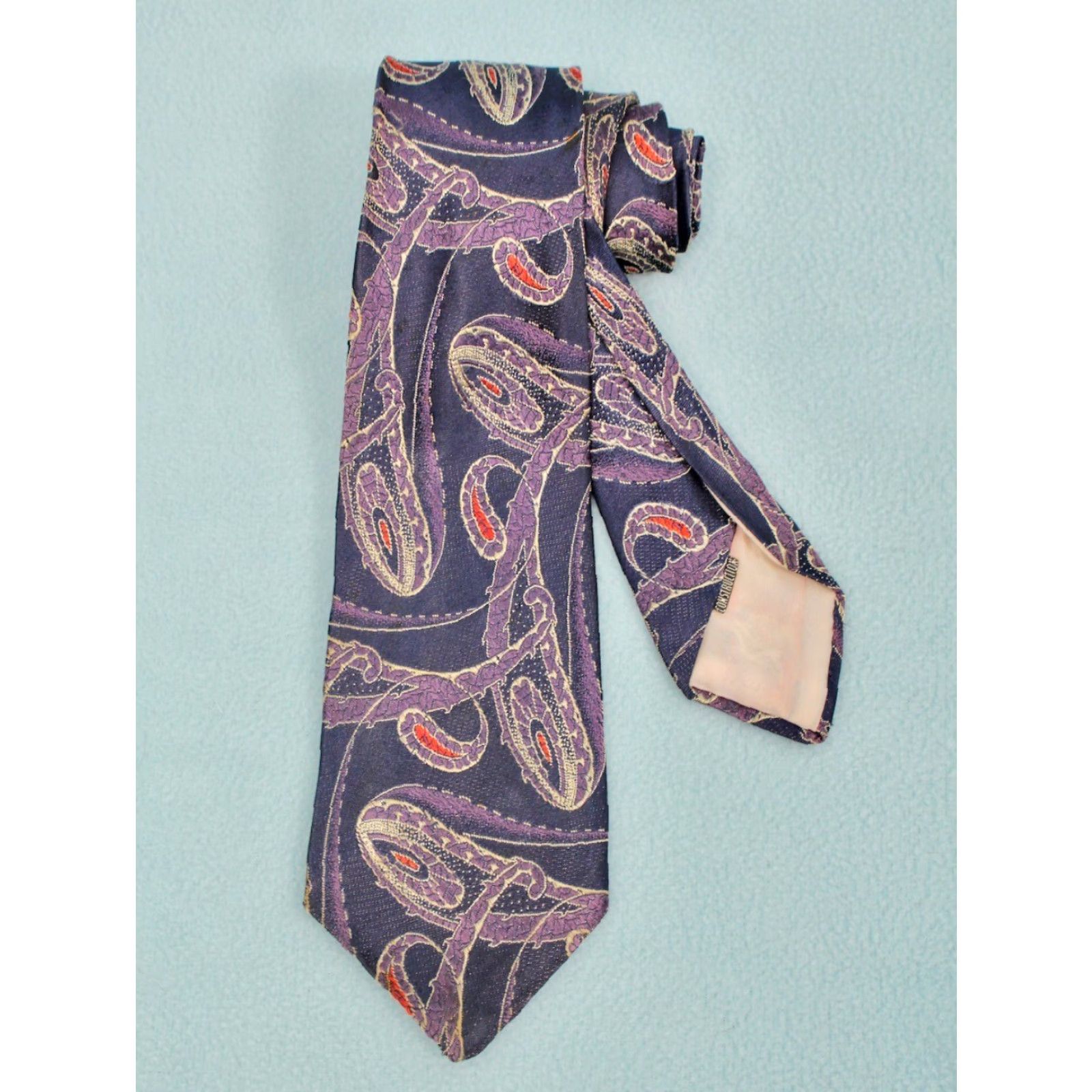 Vintage VTG 1930s Necktie Blue Paisley Pattern 30s Tie Men's Shirt Size ONE SIZE - 2 Thumbnail