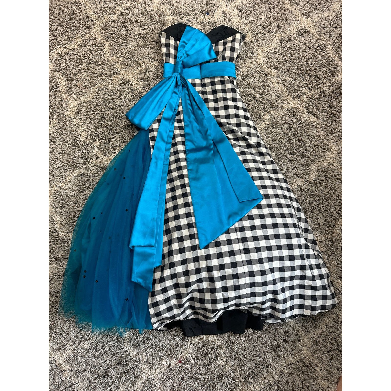 Other HFH Black White Gingham Taffeta Prom Pageant Gown Dress 4 Size S / US 4 / IT 40 - 3 Thumbnail