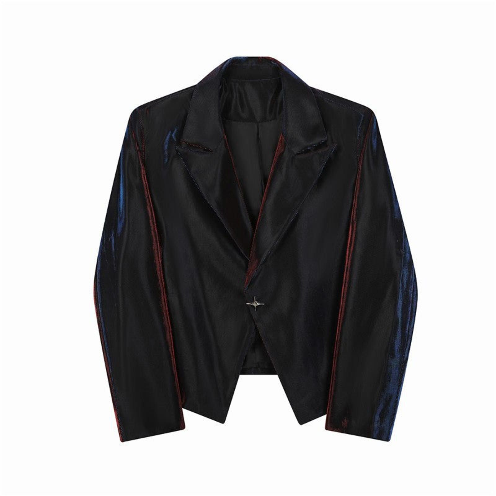 Japanese Brand Men's Shiny Colorblock Blazer, Slim Fit Jacket Size 38R - 5 Thumbnail
